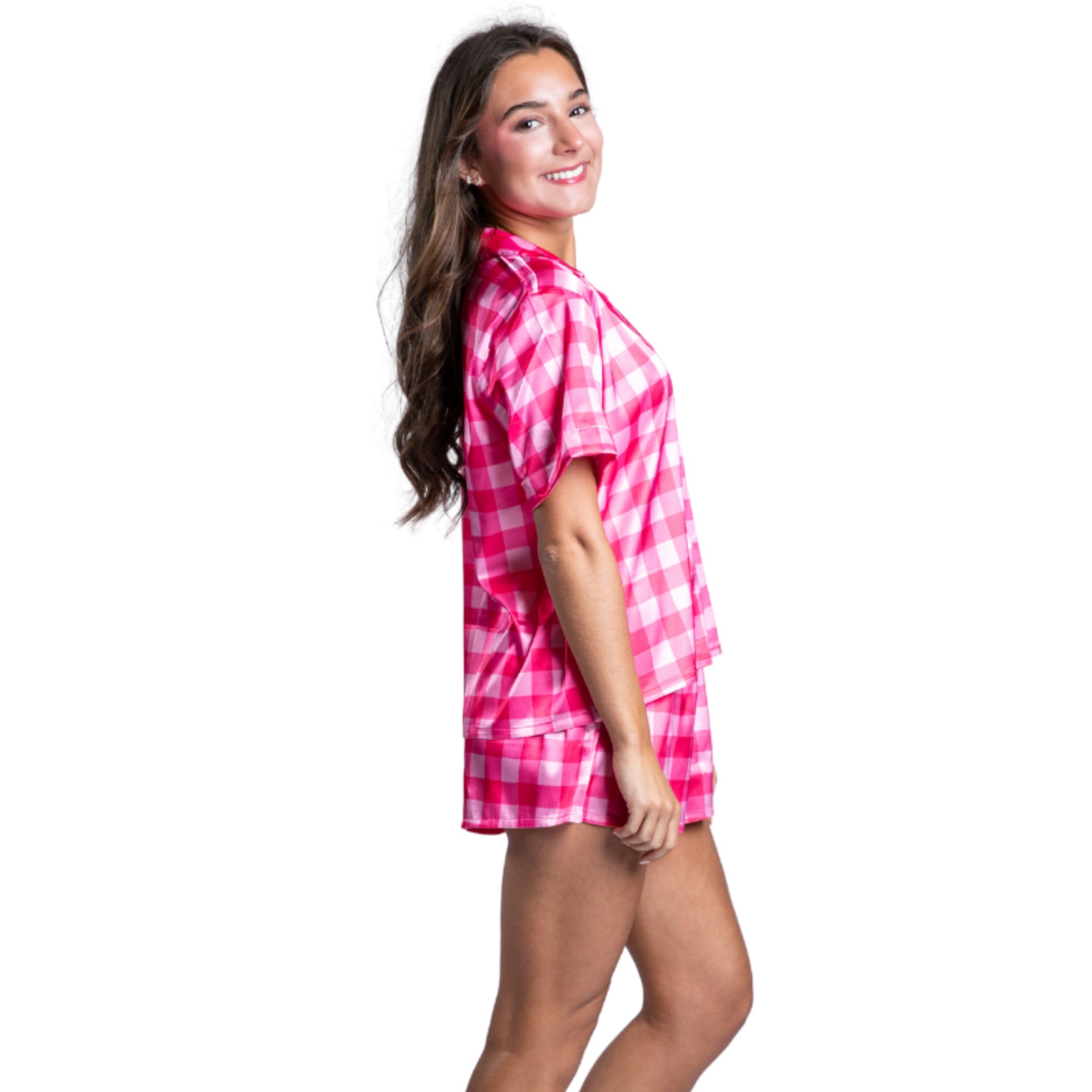 Preppy Girl Satin Pajama Short Set S
