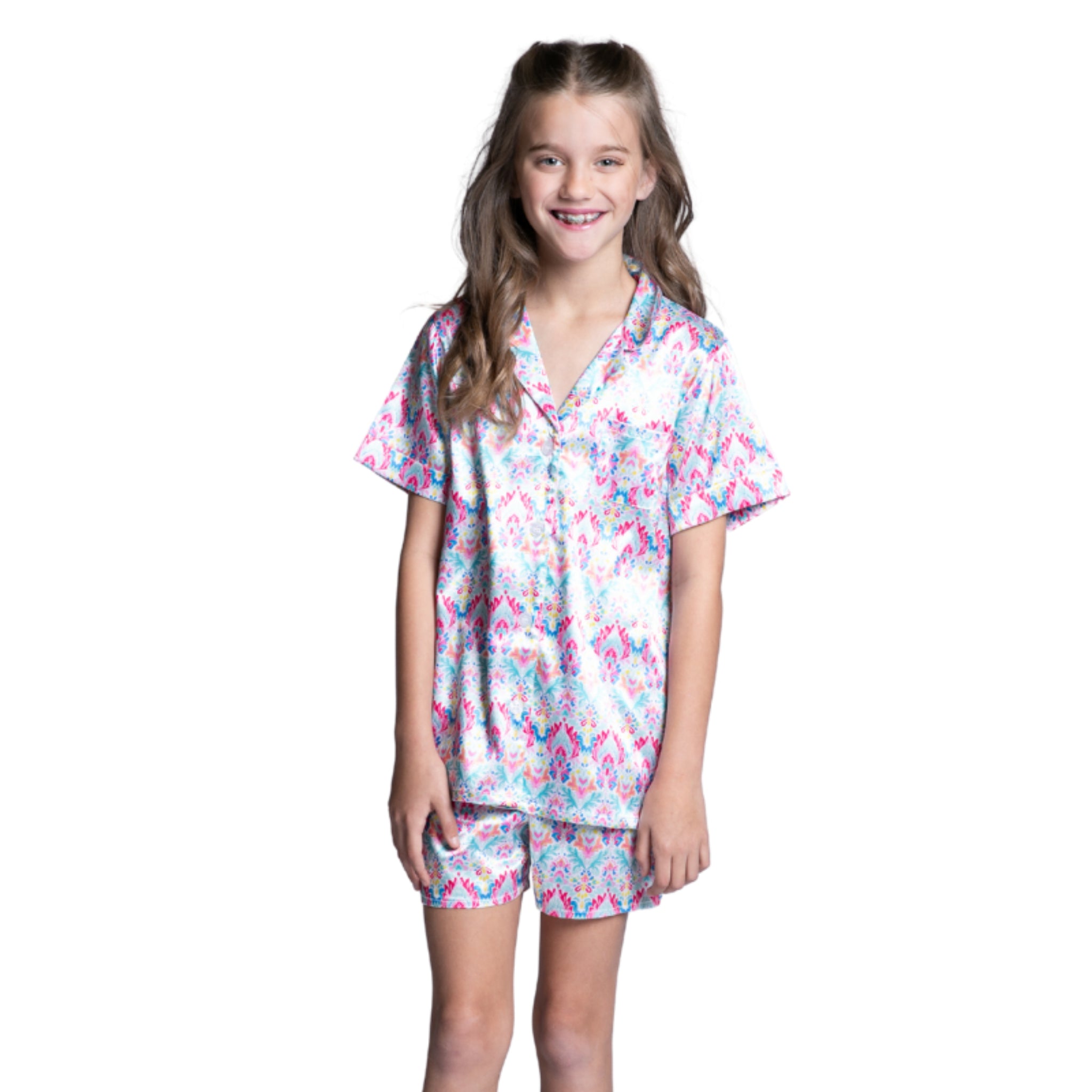 Kids Penelope Satin Pajama Short Set S
