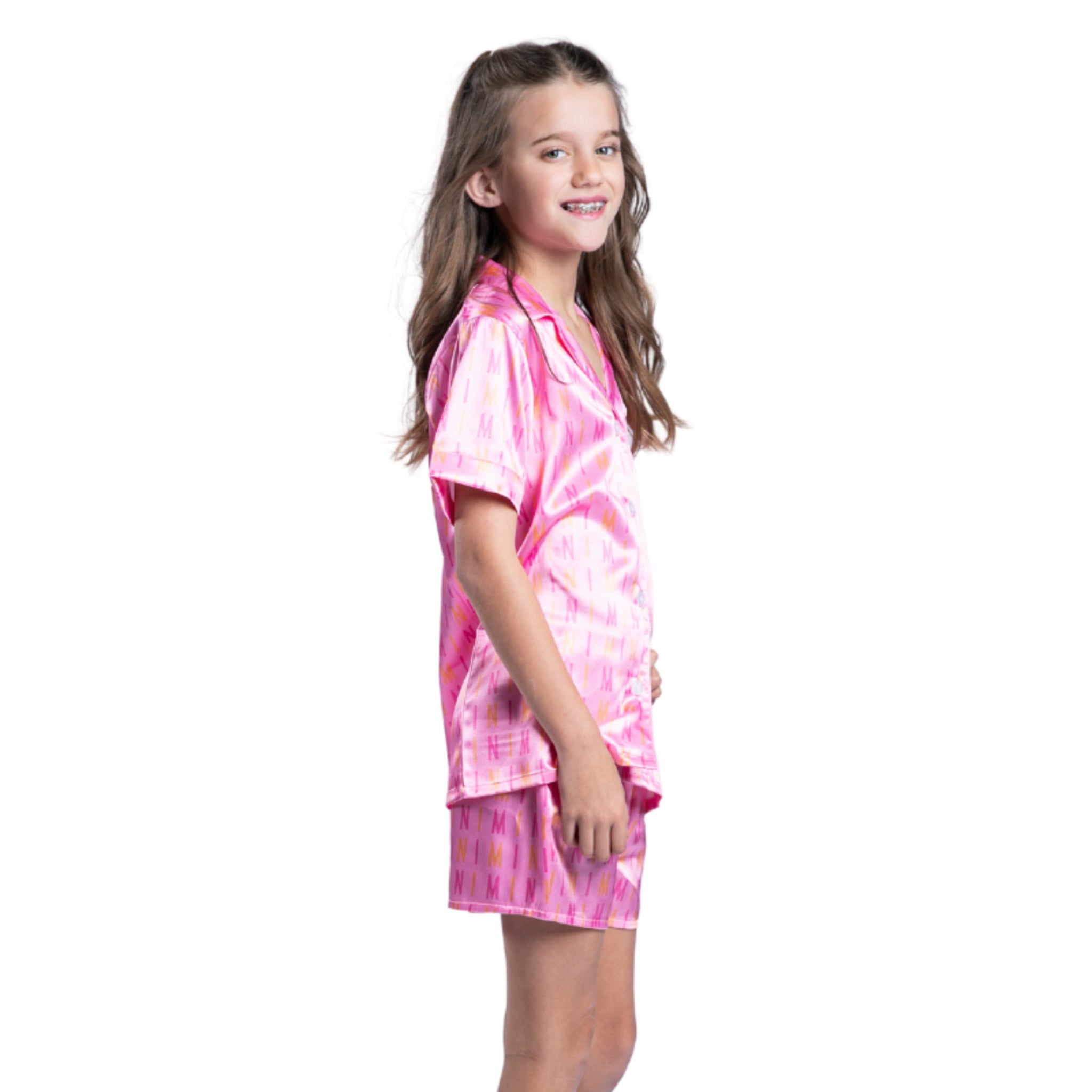 Kids Mini Satin Pajama Short Set S