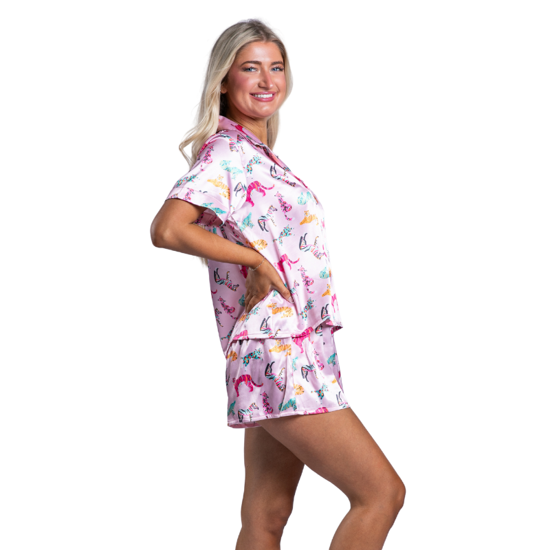 Roar Satin Pajama Short Set