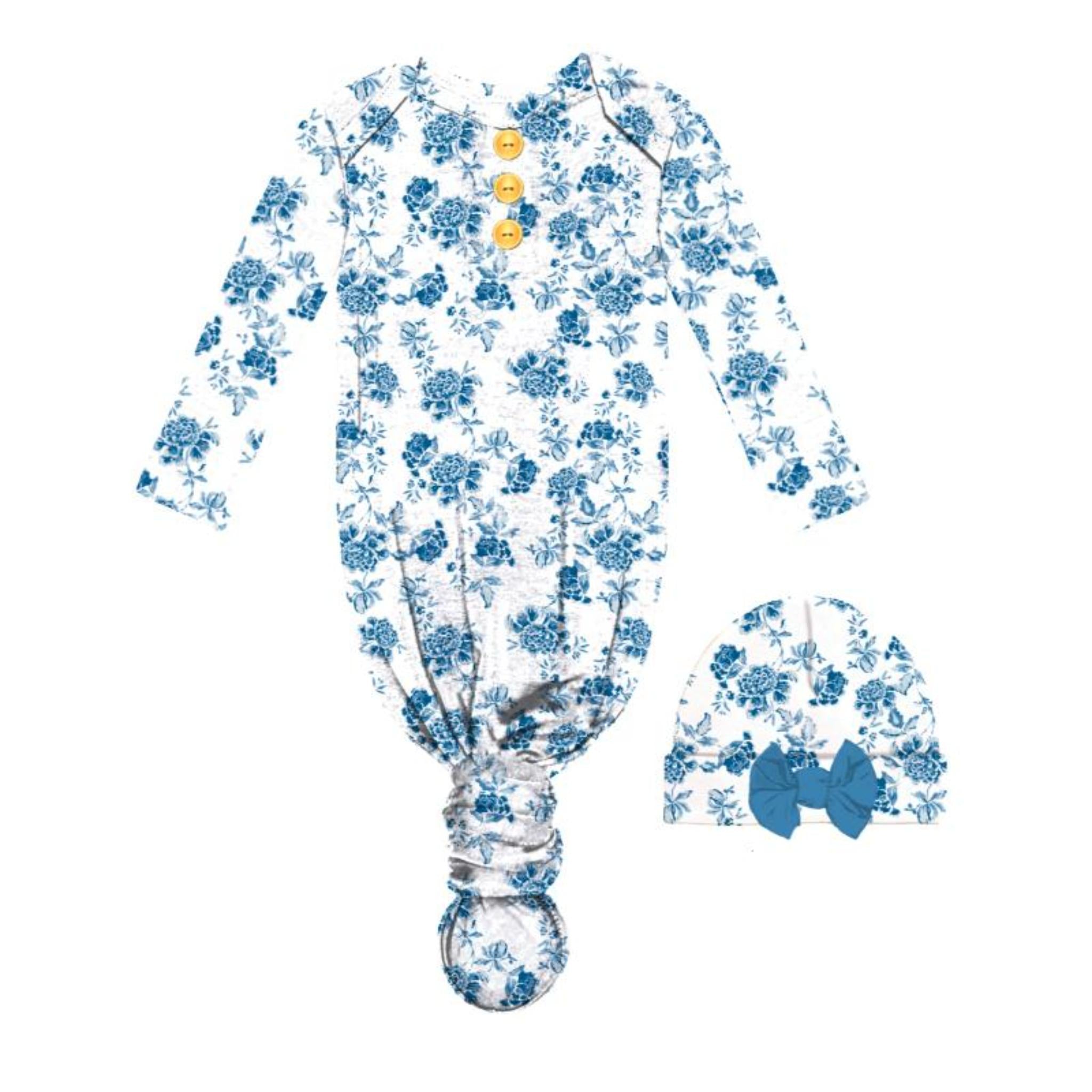 Kids Blue Haven Bamboo Gown and Beanie Set