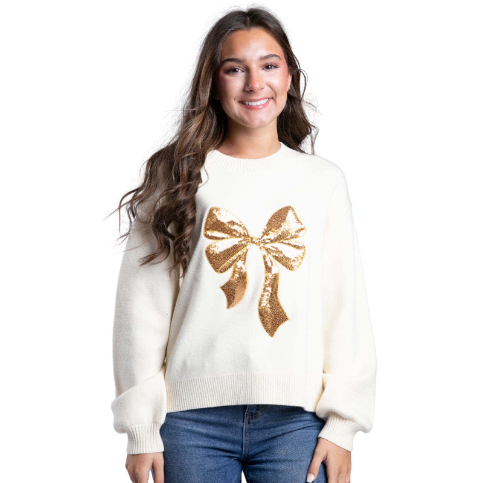 Tied with a Bow Cream Sweater S