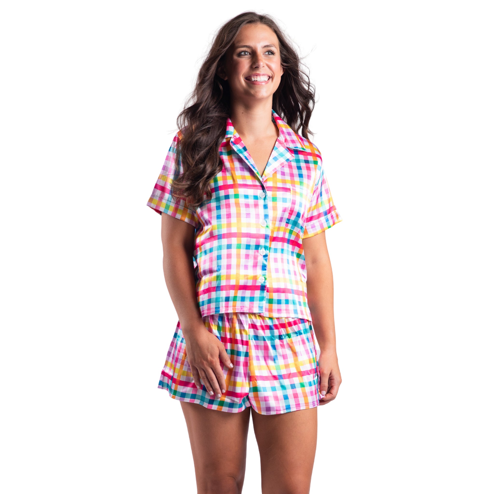Gingham Pajama Short Set S