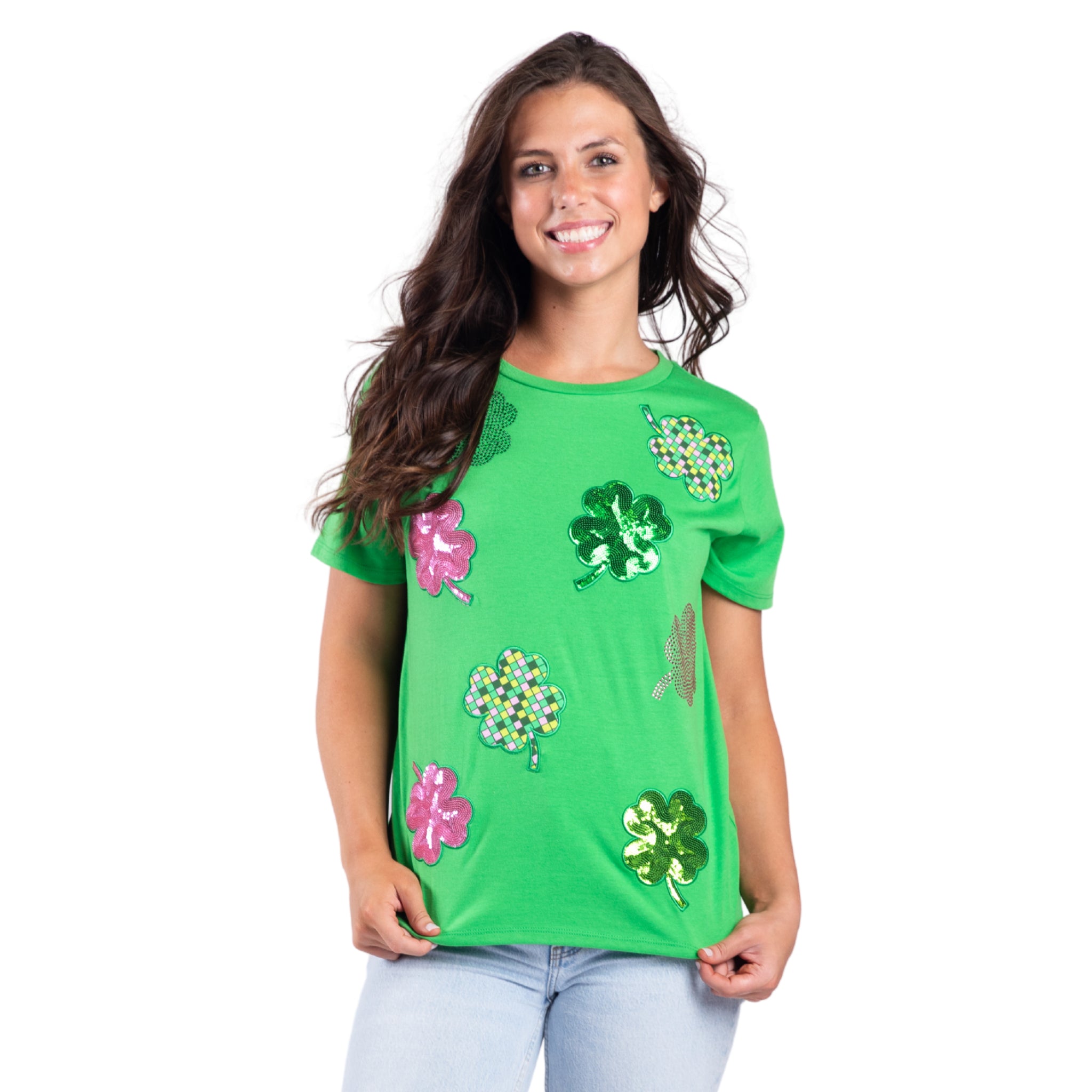 Lucky Girl Green Crew Neck Shirt S