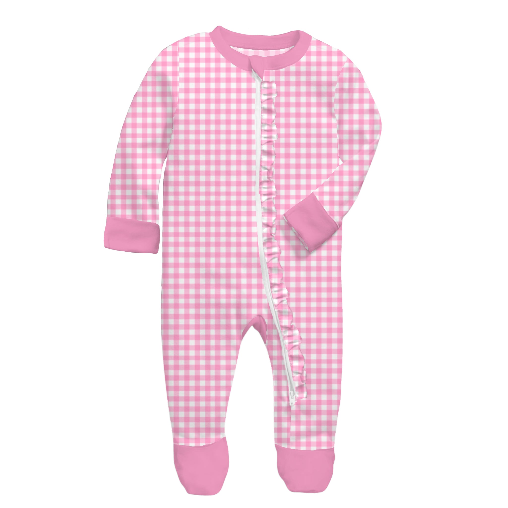 Kids Strawberry Picnic Bamboo Front Zip Onesie with ruffle NB