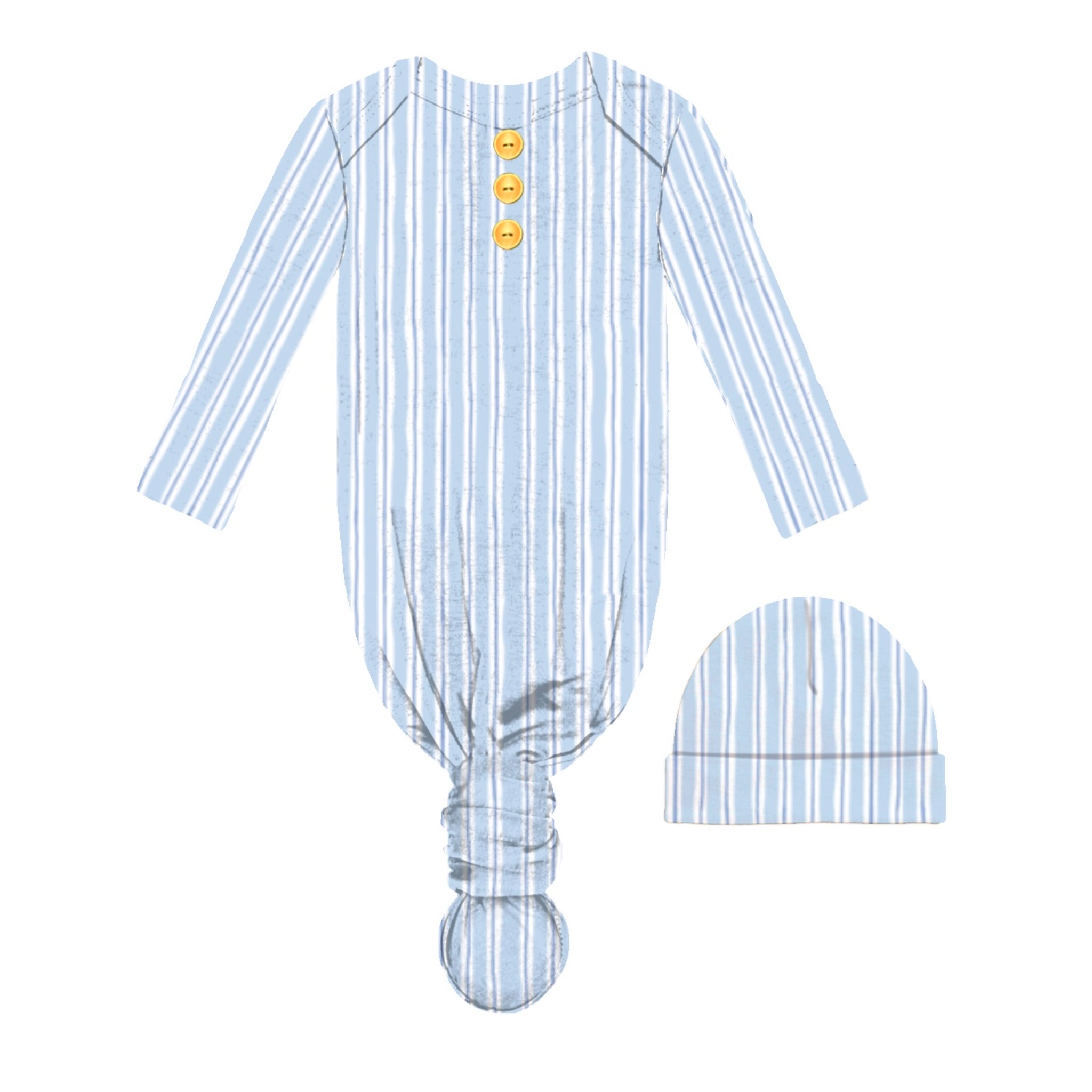 Kids Oxford Breeze Bamboo Gown and Beanie Set