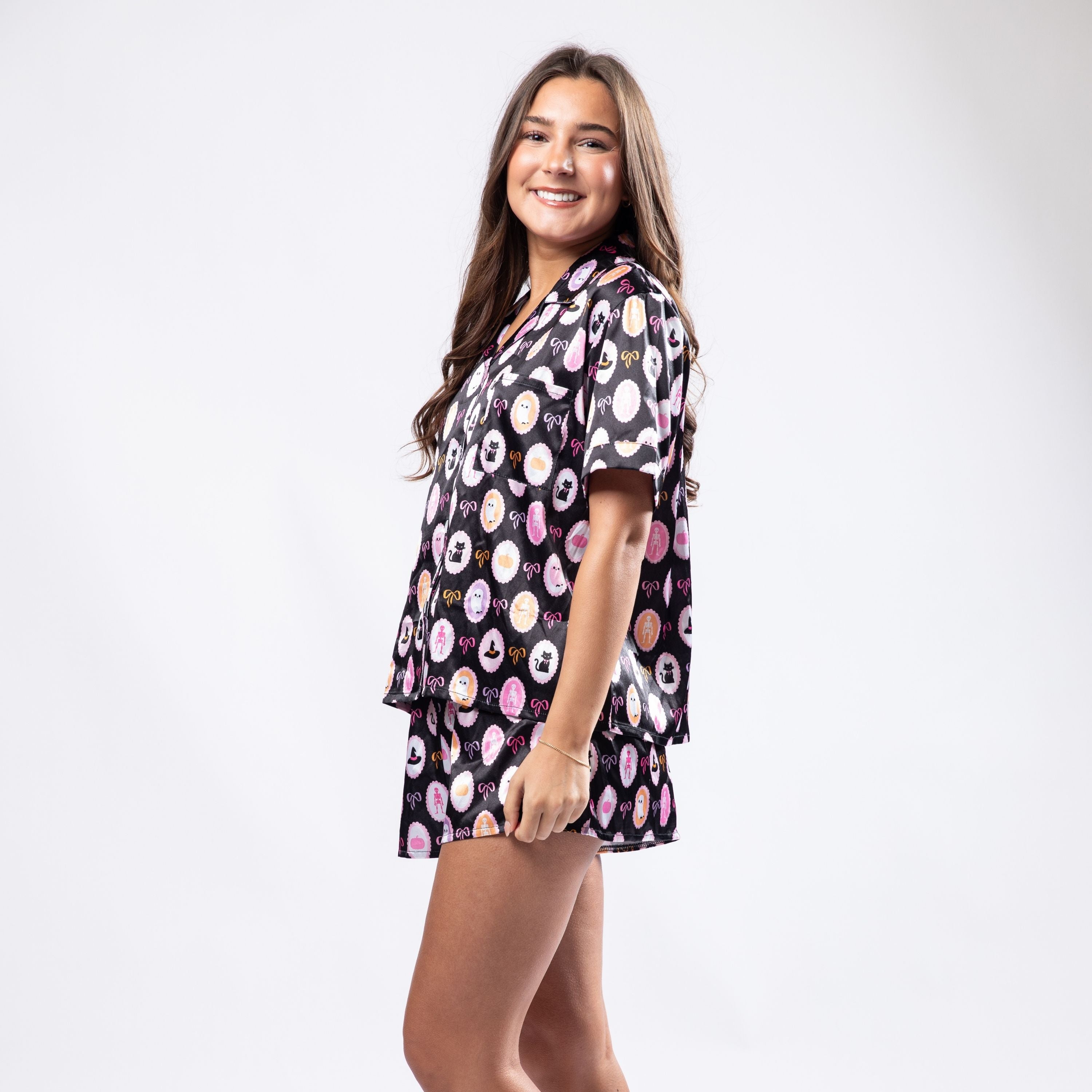 Fab-boo-lous Satin Pajama Short Set S