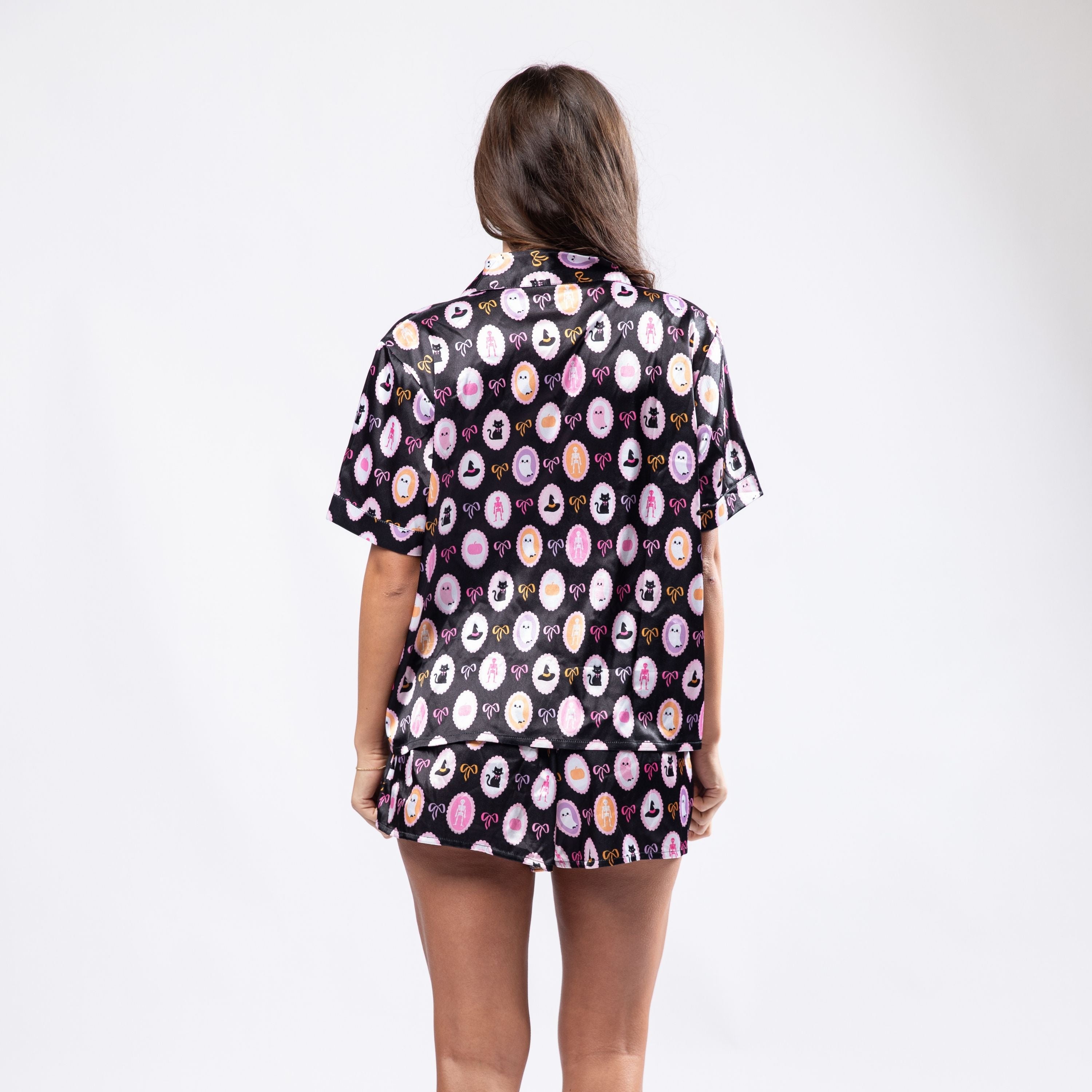 Fab-boo-lous Satin Pajama Short Set S