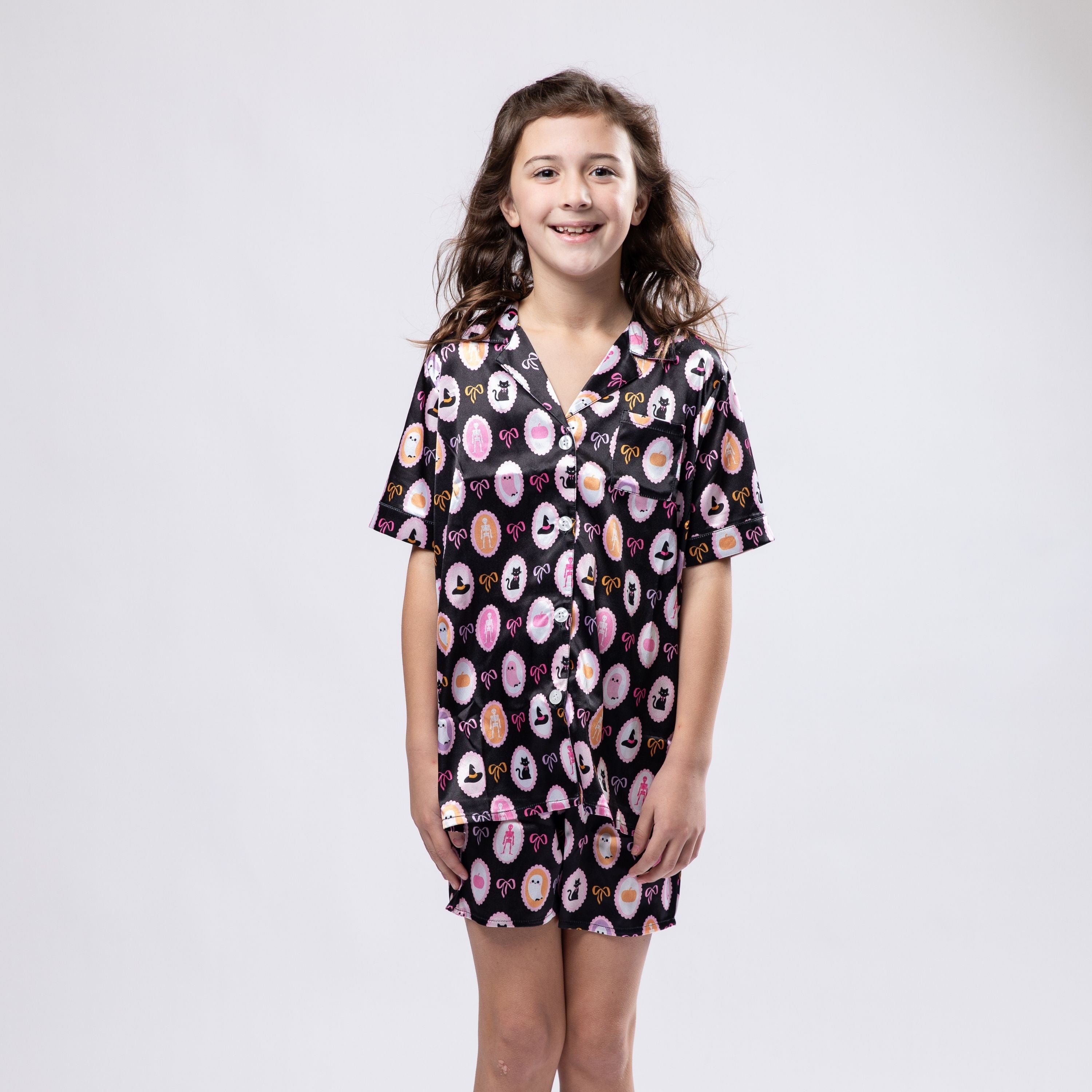 Kids Fab-boo-lous Satin Pajama Short Set S