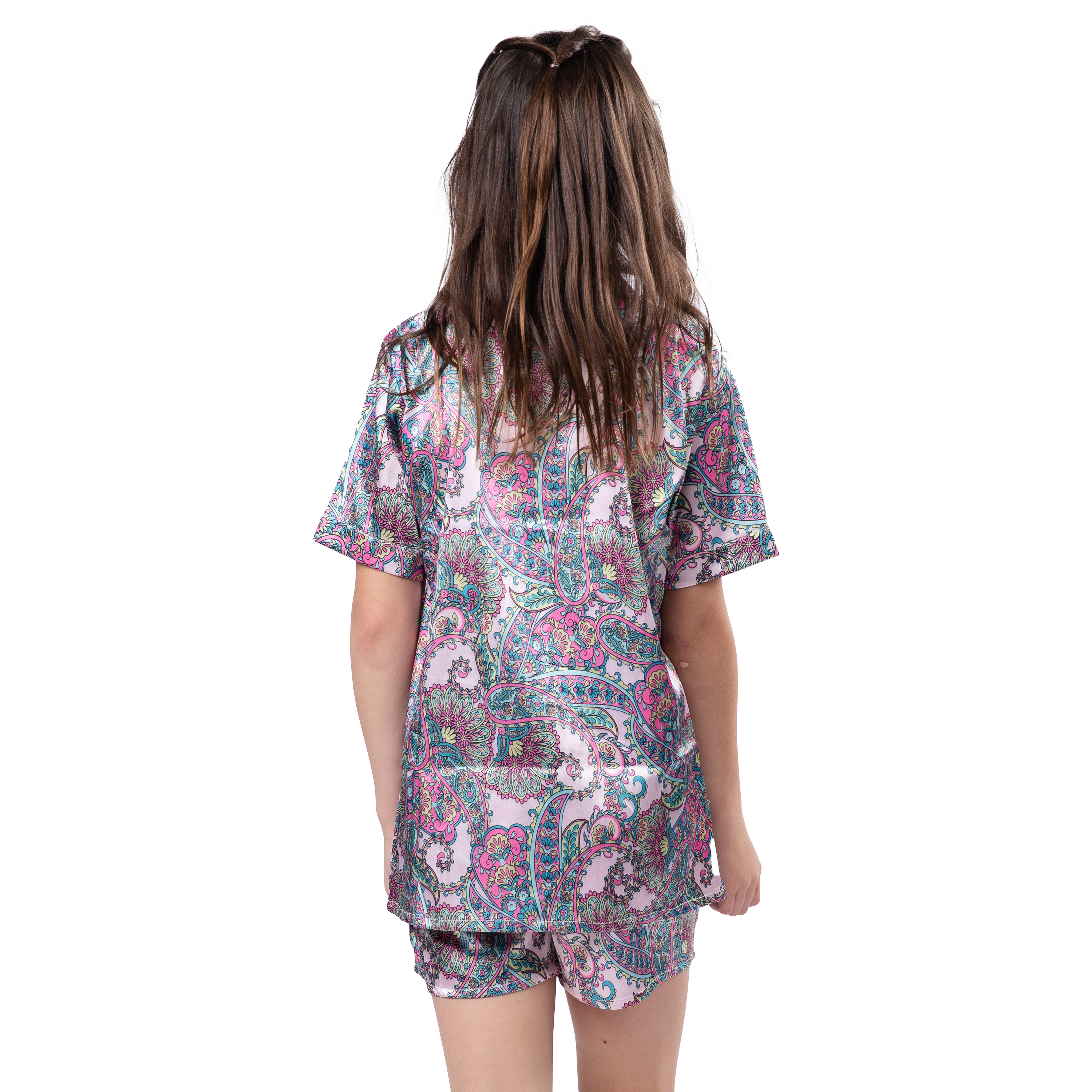 Kids Paisley Satin Pajama Short Set