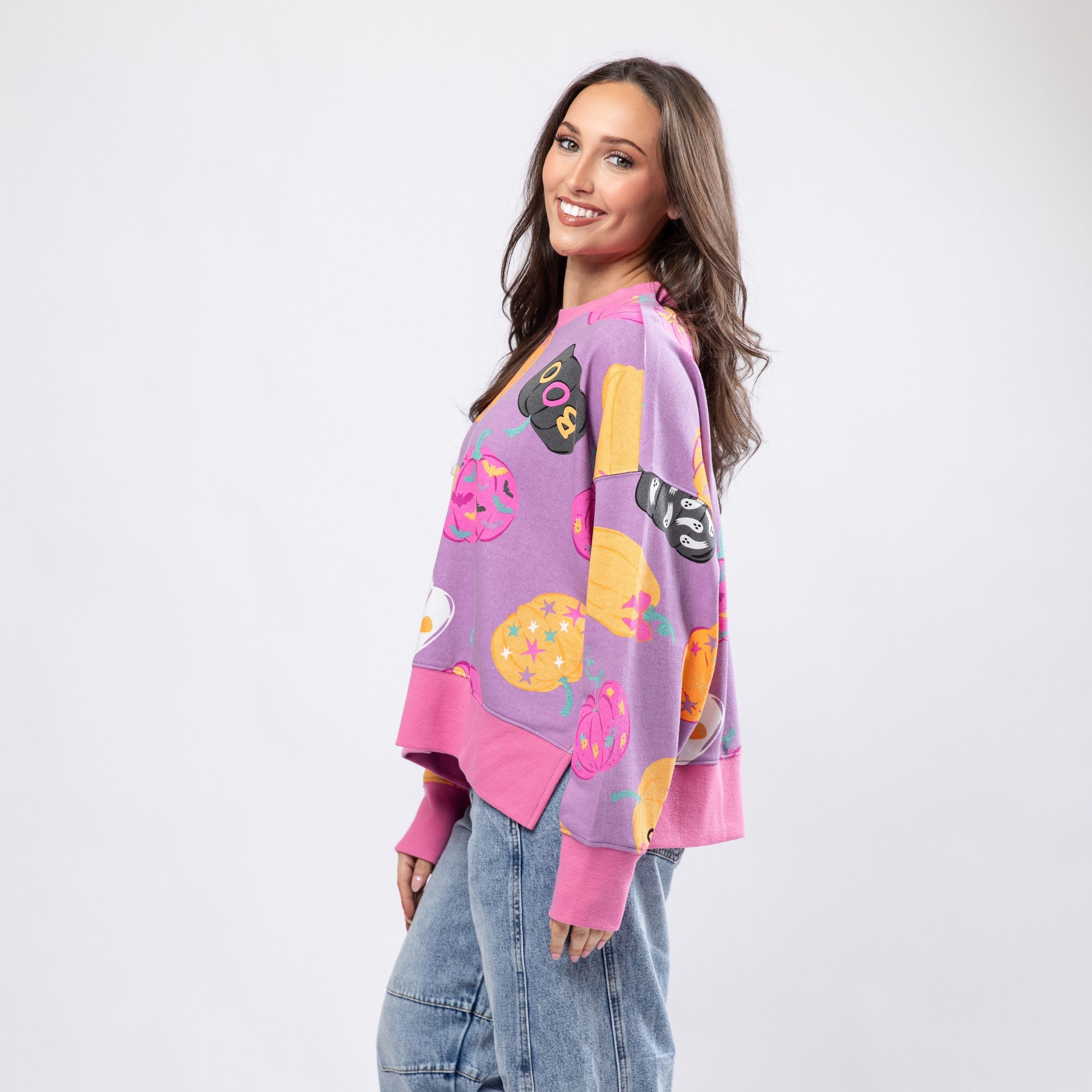 Spooky Szn Lavender Crew Neck Sweatshirt S