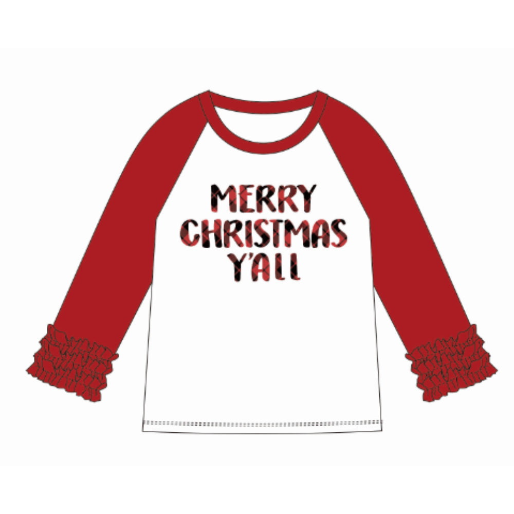 Kids Merry Christmas Y'all 3/4 Sleeve T-Shirt