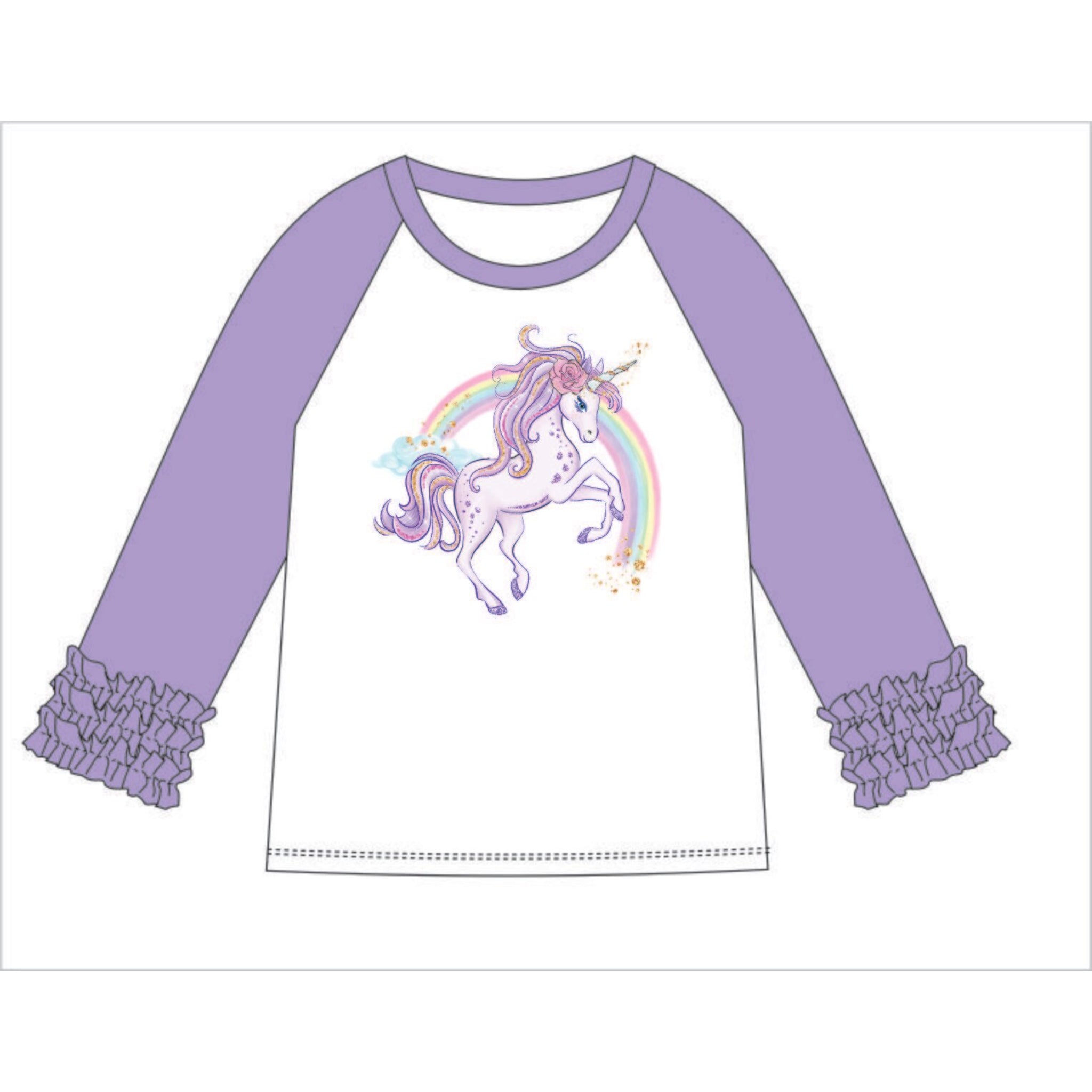 Kids Unicorn 3/4 Sleeve T-Shirt 2T