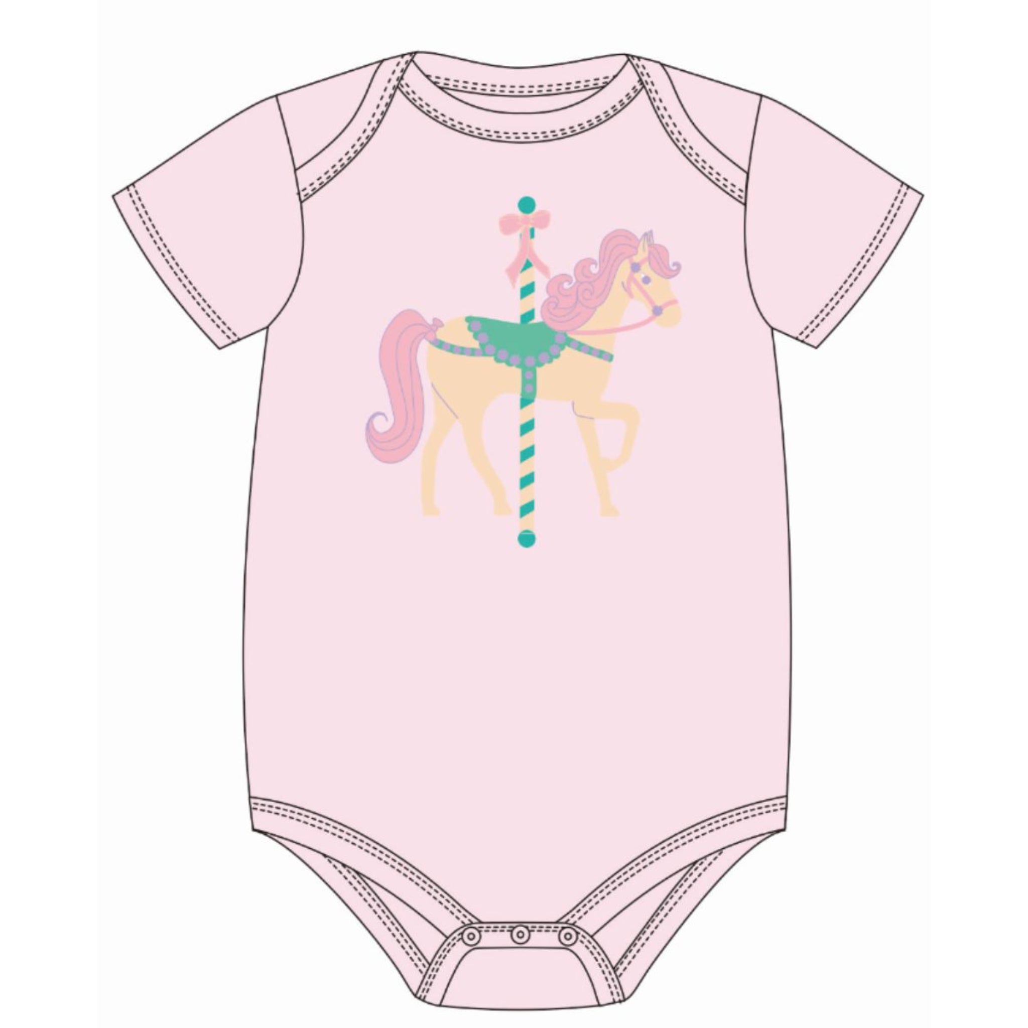 Kids Carousel Horse Baby Onesie NB
