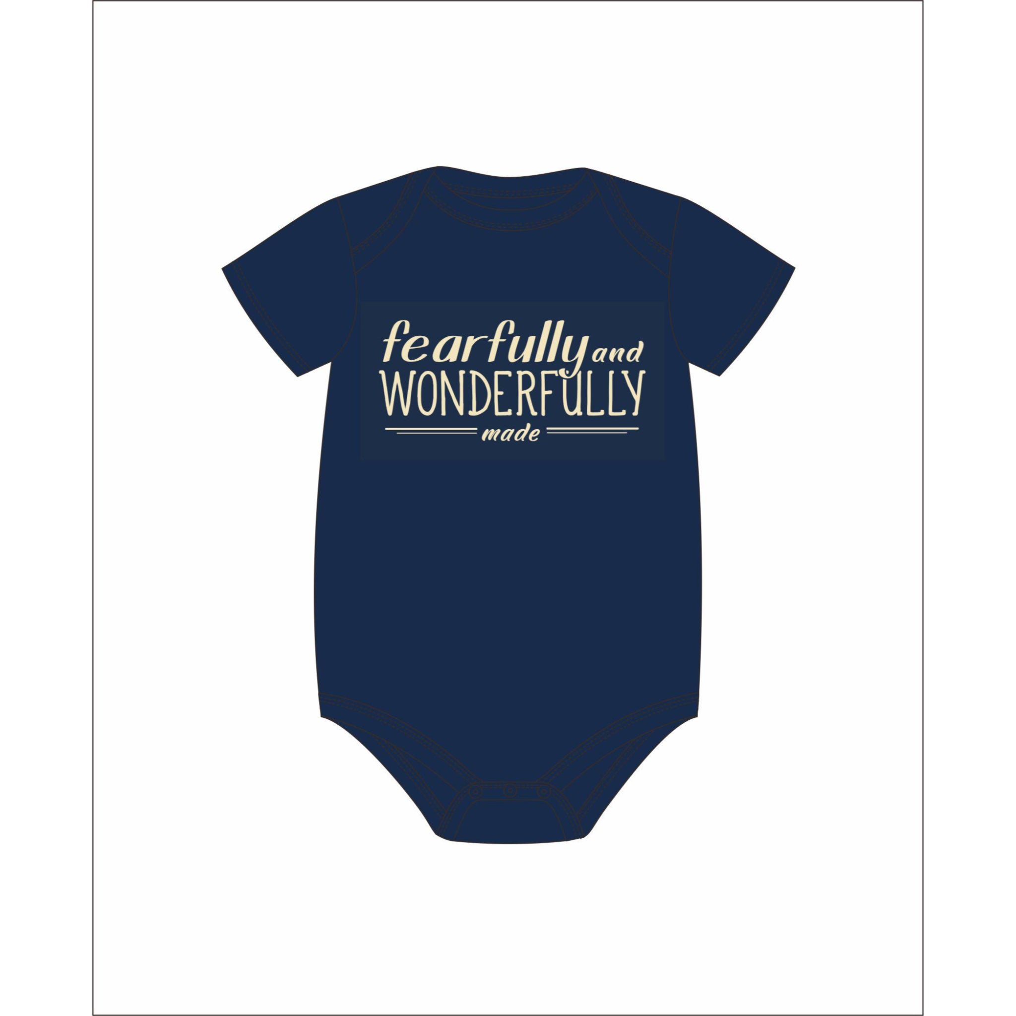 Kids Fearfully And Wonderfully Made Navy Baby Onesie 18MO