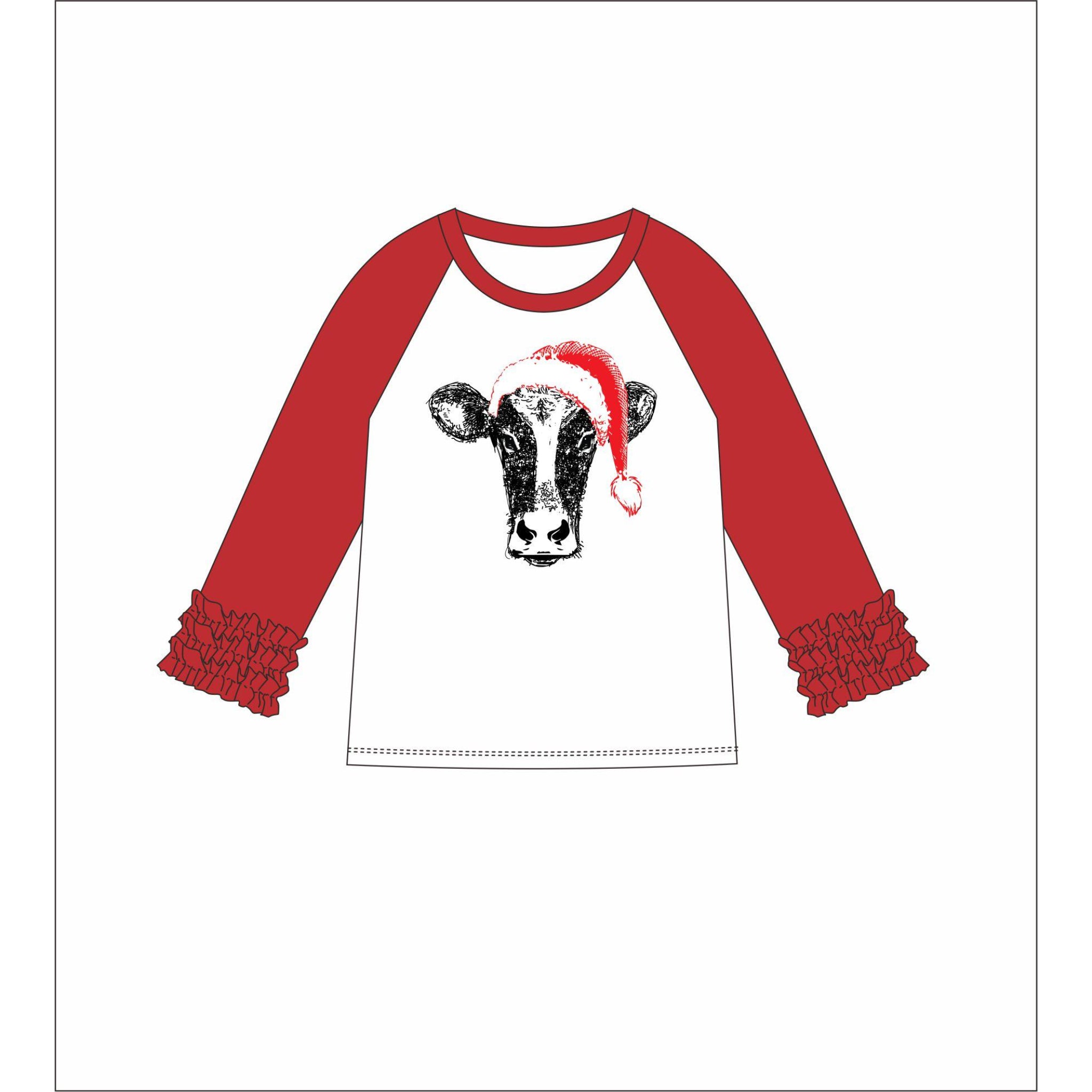 Kids Santa Cow 3/4 Sleeve T-Shirt S