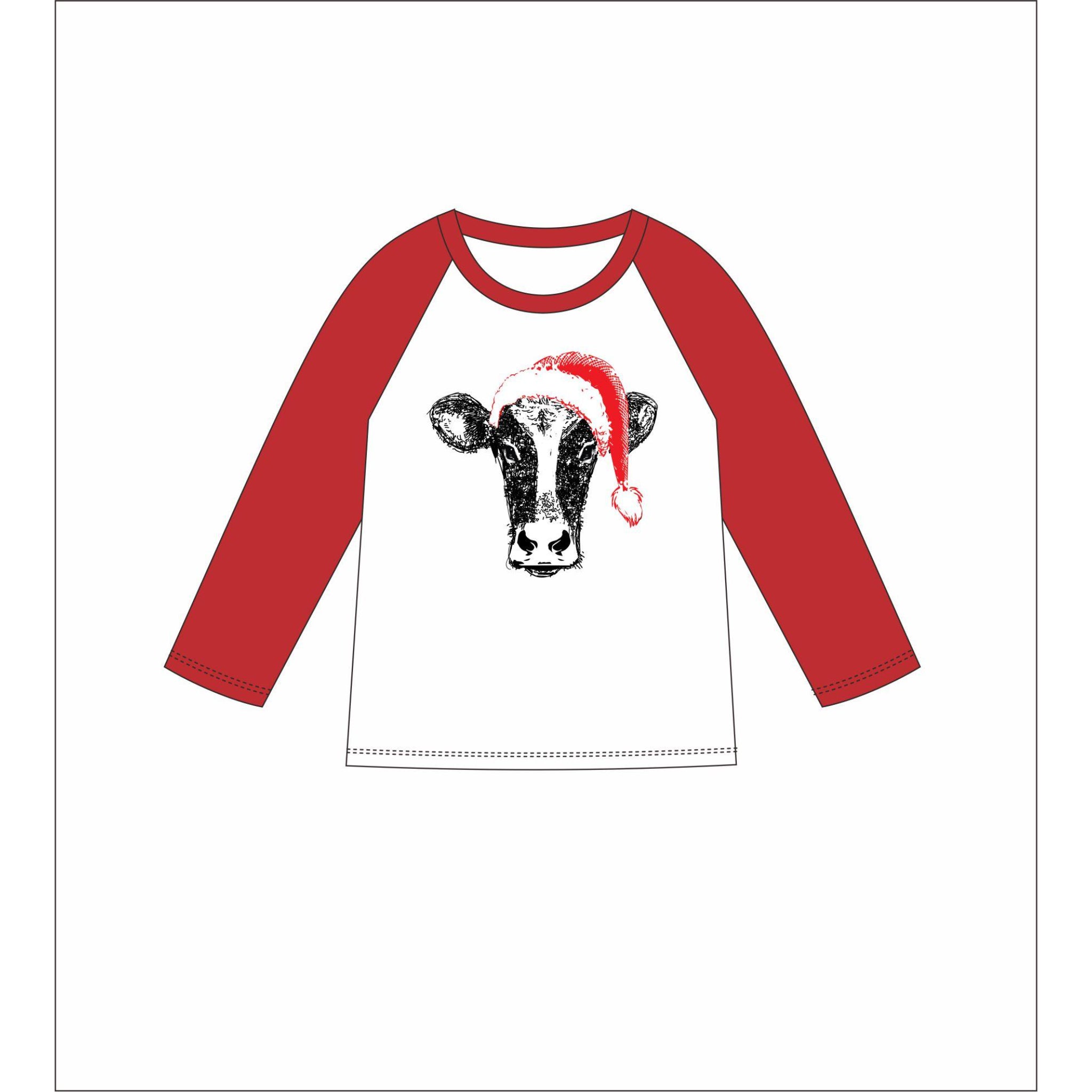 Kids Santa Cow 3/4 Sleeve T-Shirt S