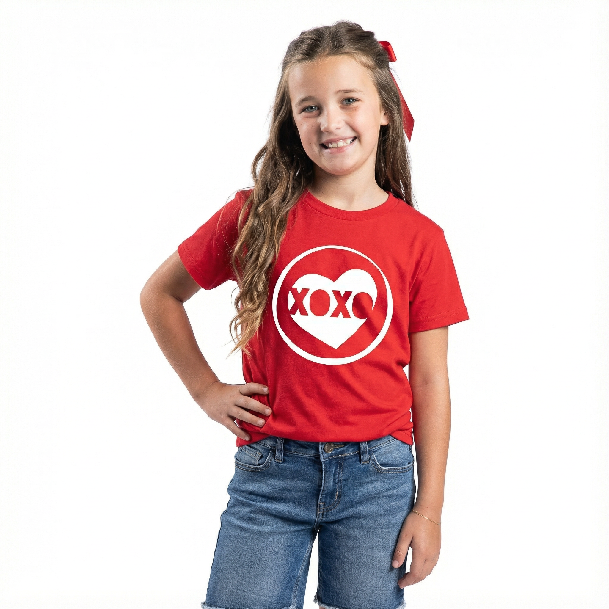 Kids XOXO Red T-Shirt - Girls Short Sleeve Crew Neck Top