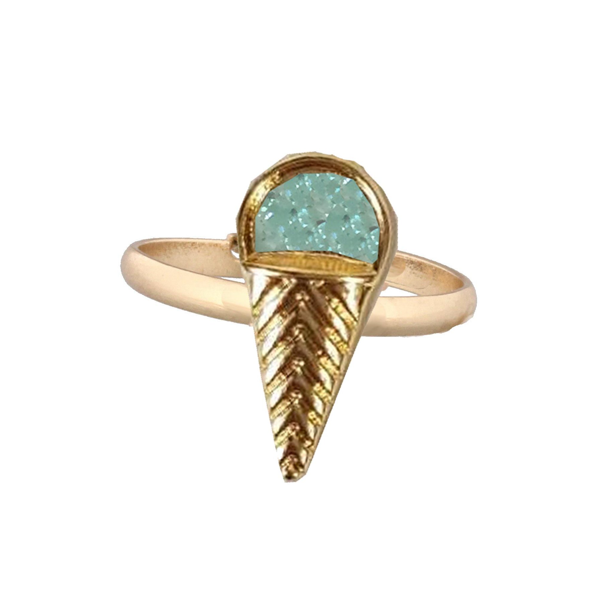 Kids Gold Ring with Mint IceCream Druzy