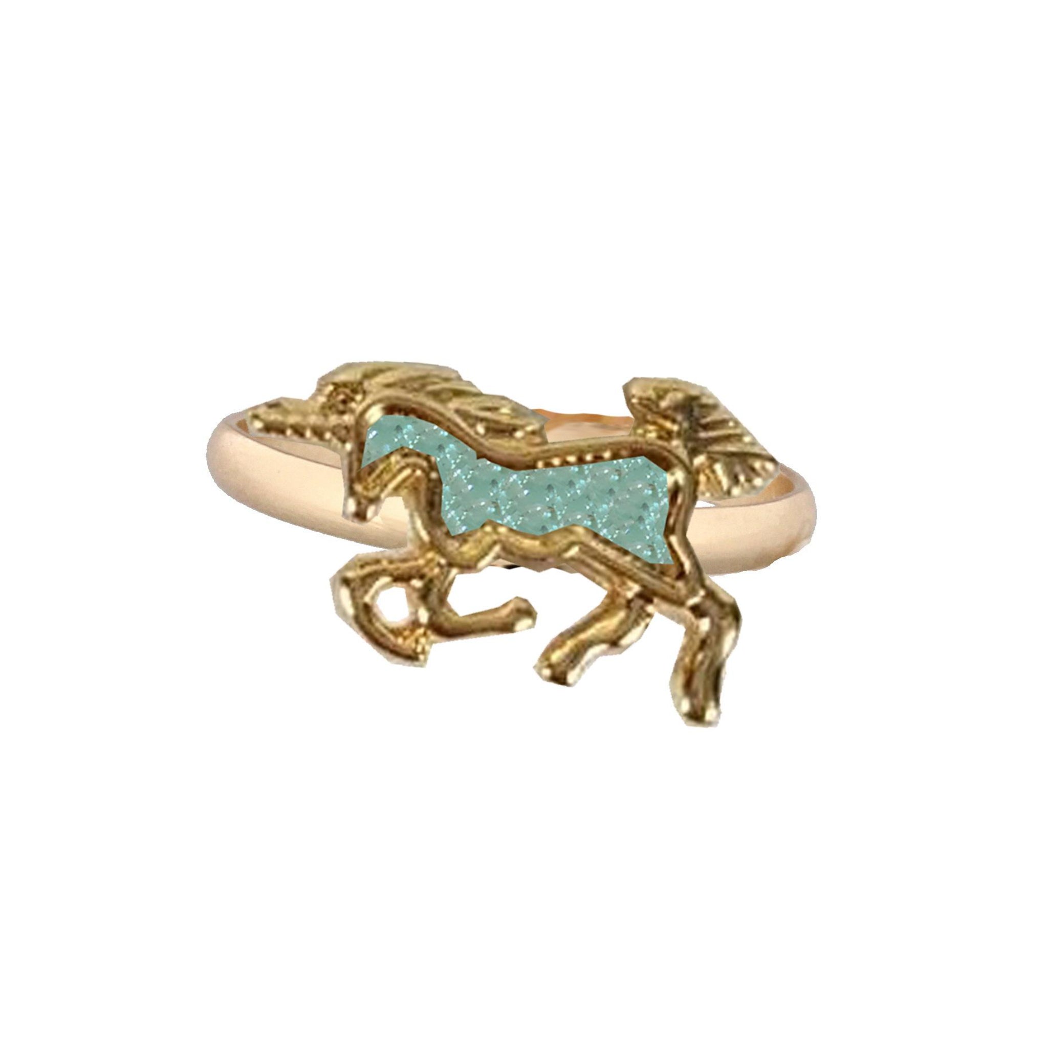 Kids Gold Ring with Mint Unicorn Druzy