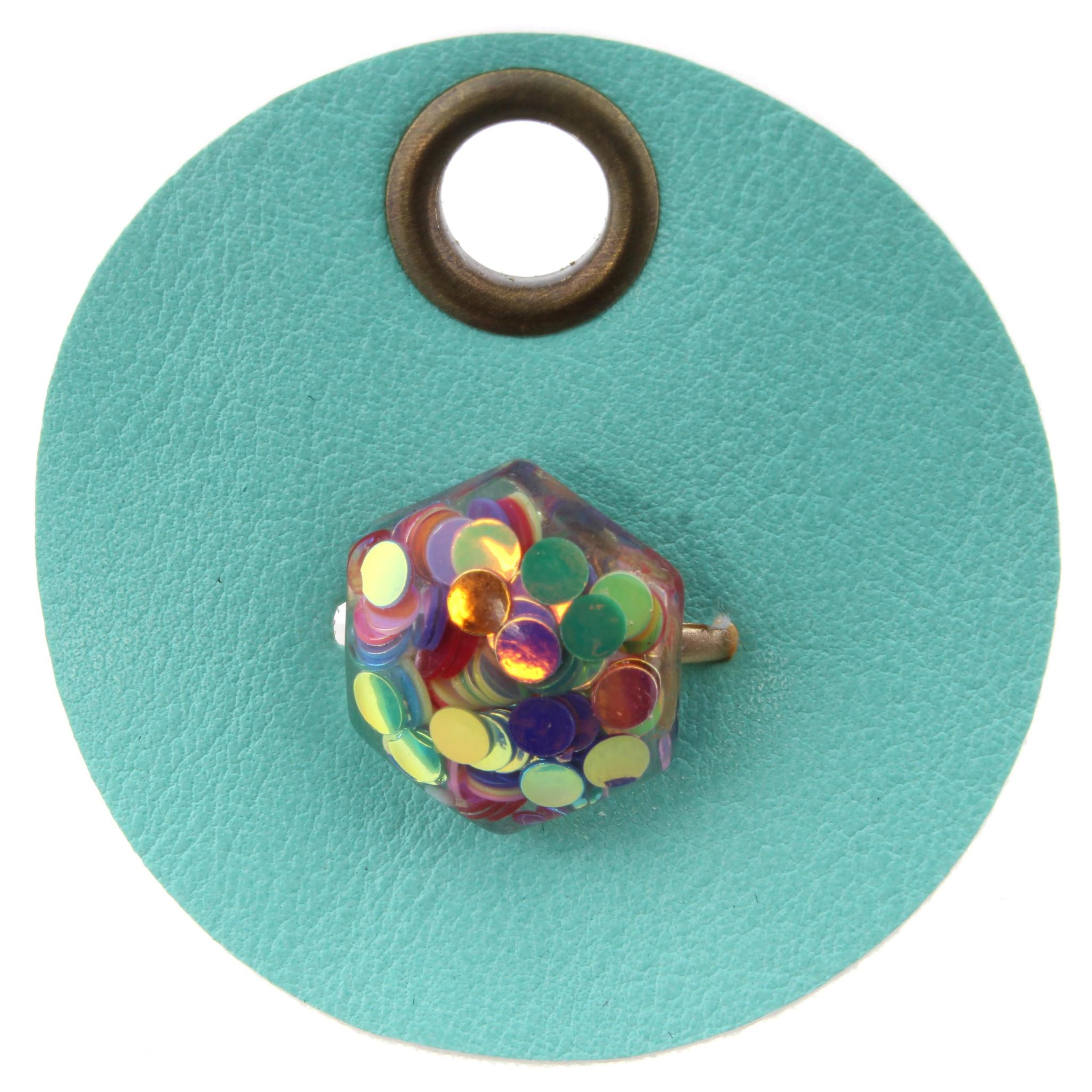 Multi Color Confetti Hexagon Adjustable Gold Ring