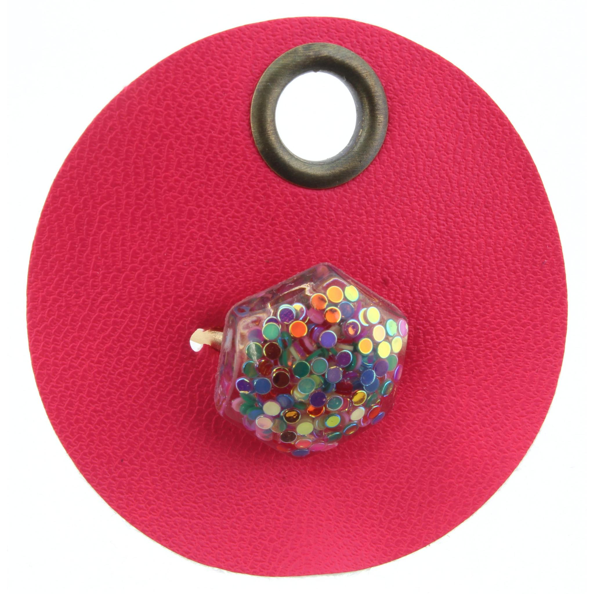 Multi Color Confetti Hexagon Adjustable Gold Ring