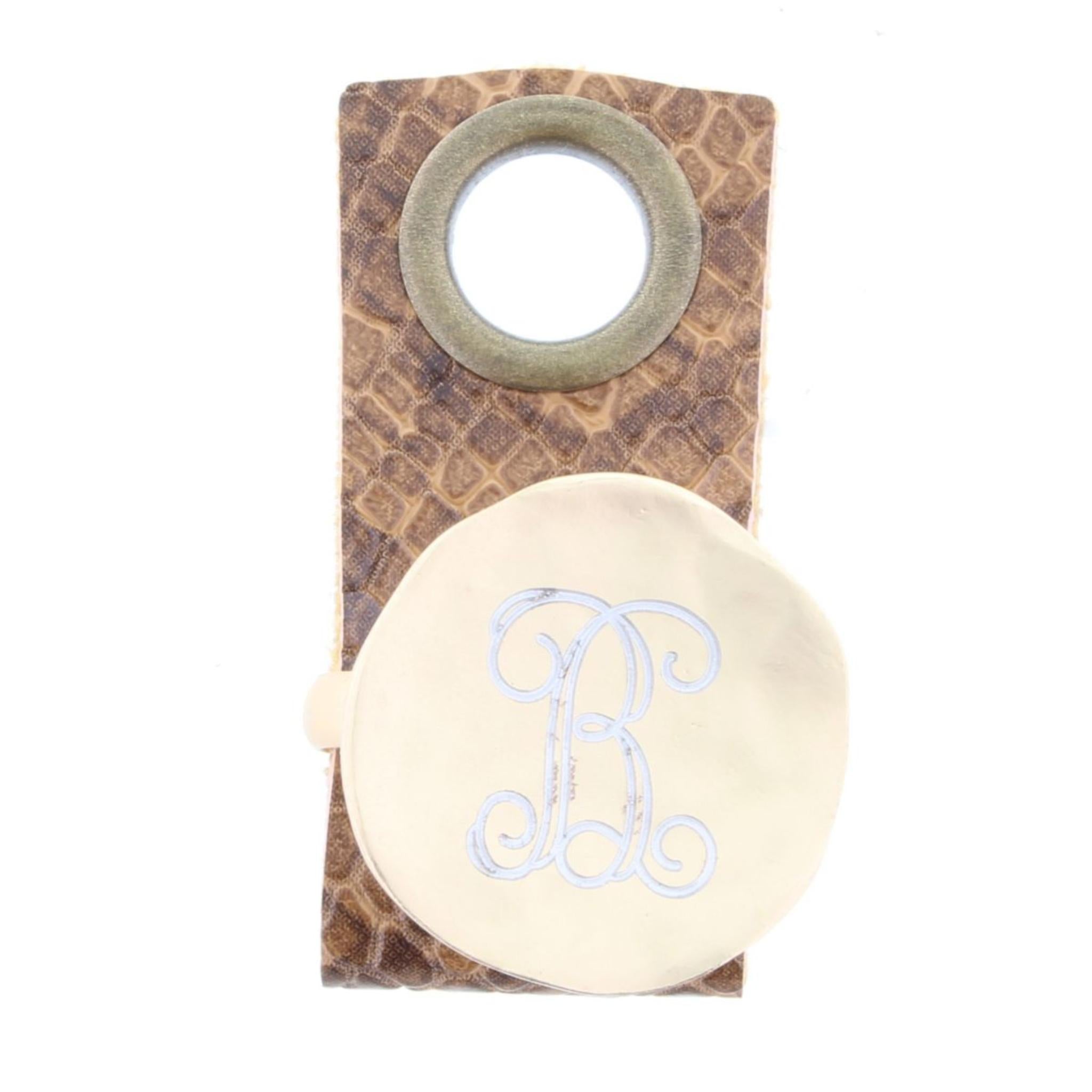 "B" Engraved Initial Gold Disk Adjustable Ring