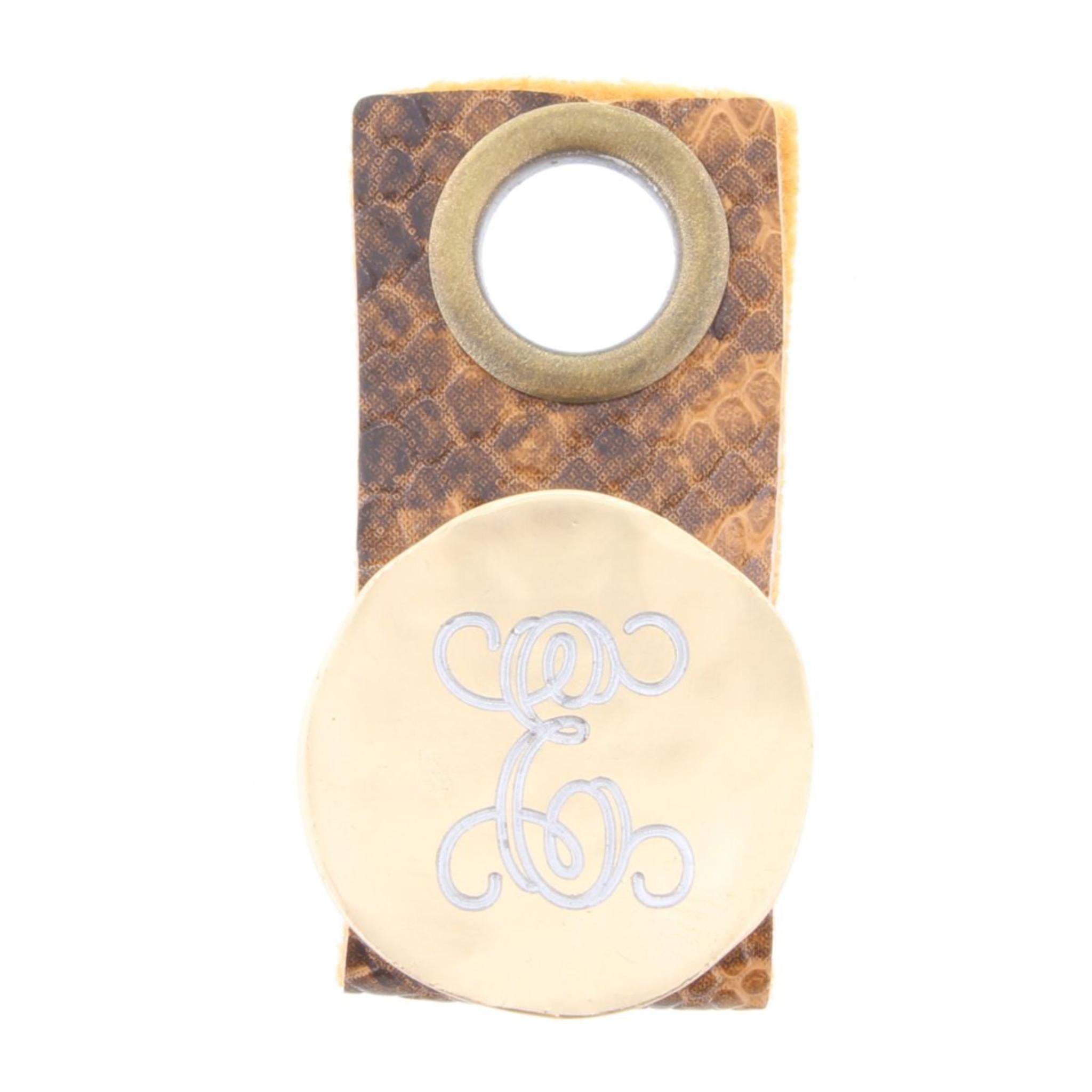 "E" Engraved Initial Gold Disk Adjustable Ring