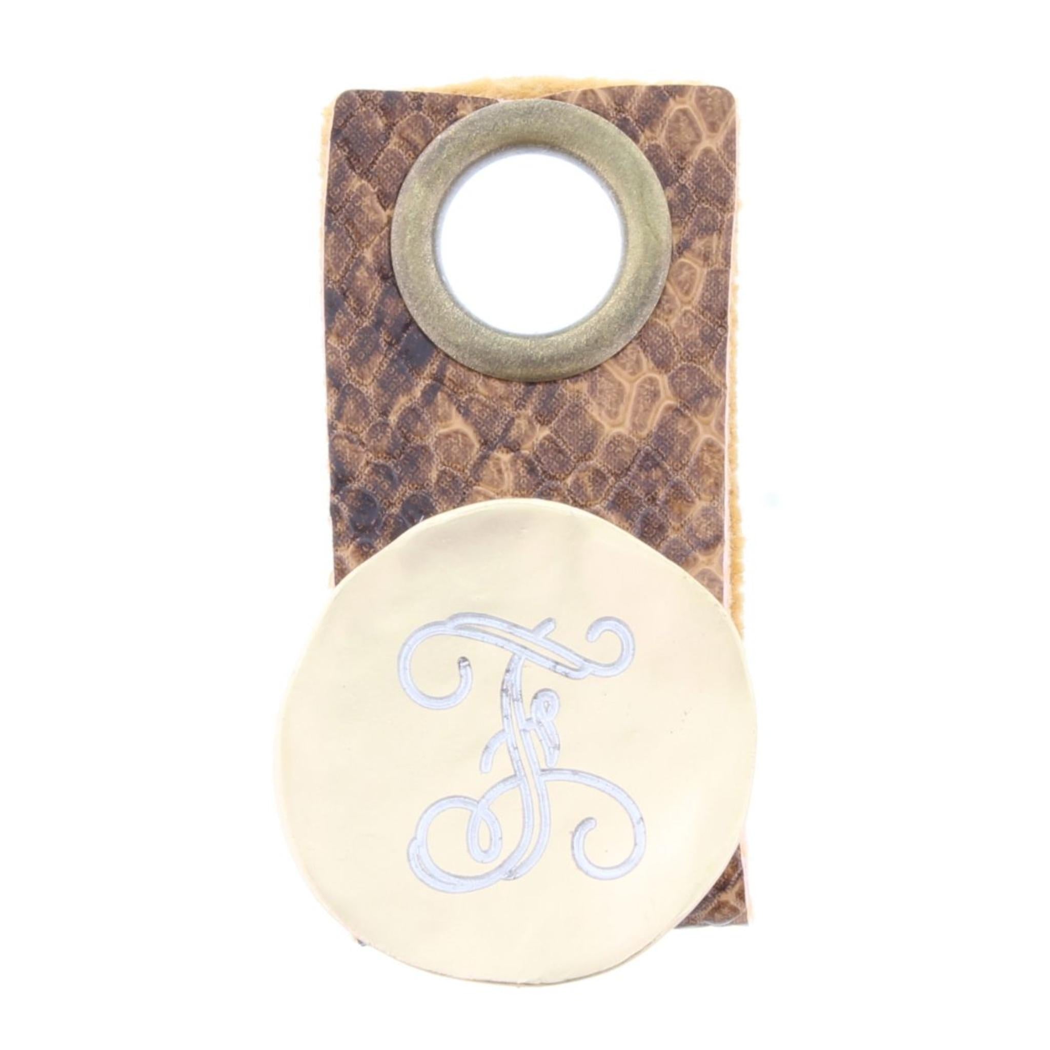 "F" Engraved Initial Gold Disk Adjustable Ring