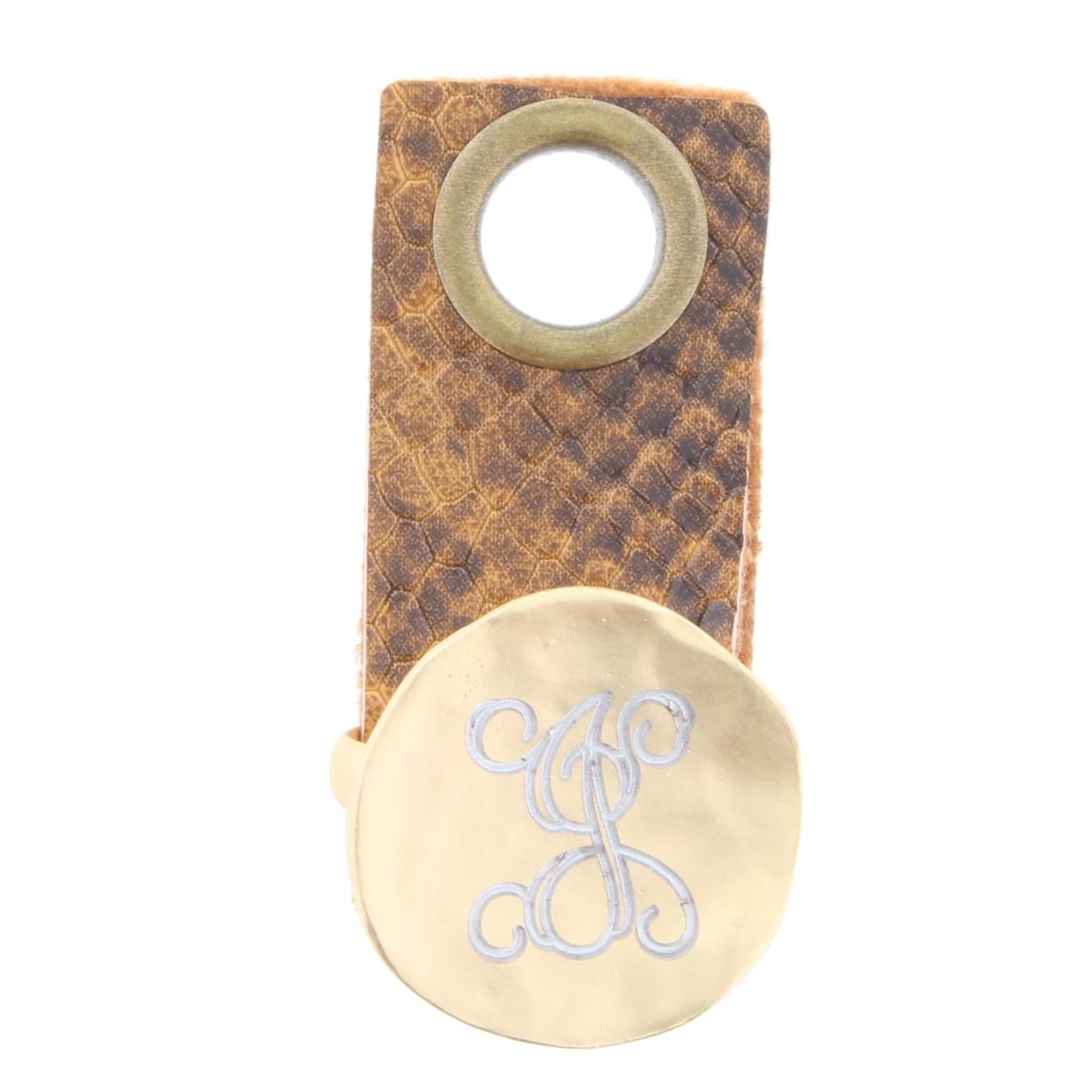 "J" Engraved Initial Gold Disk Adjustable Ring