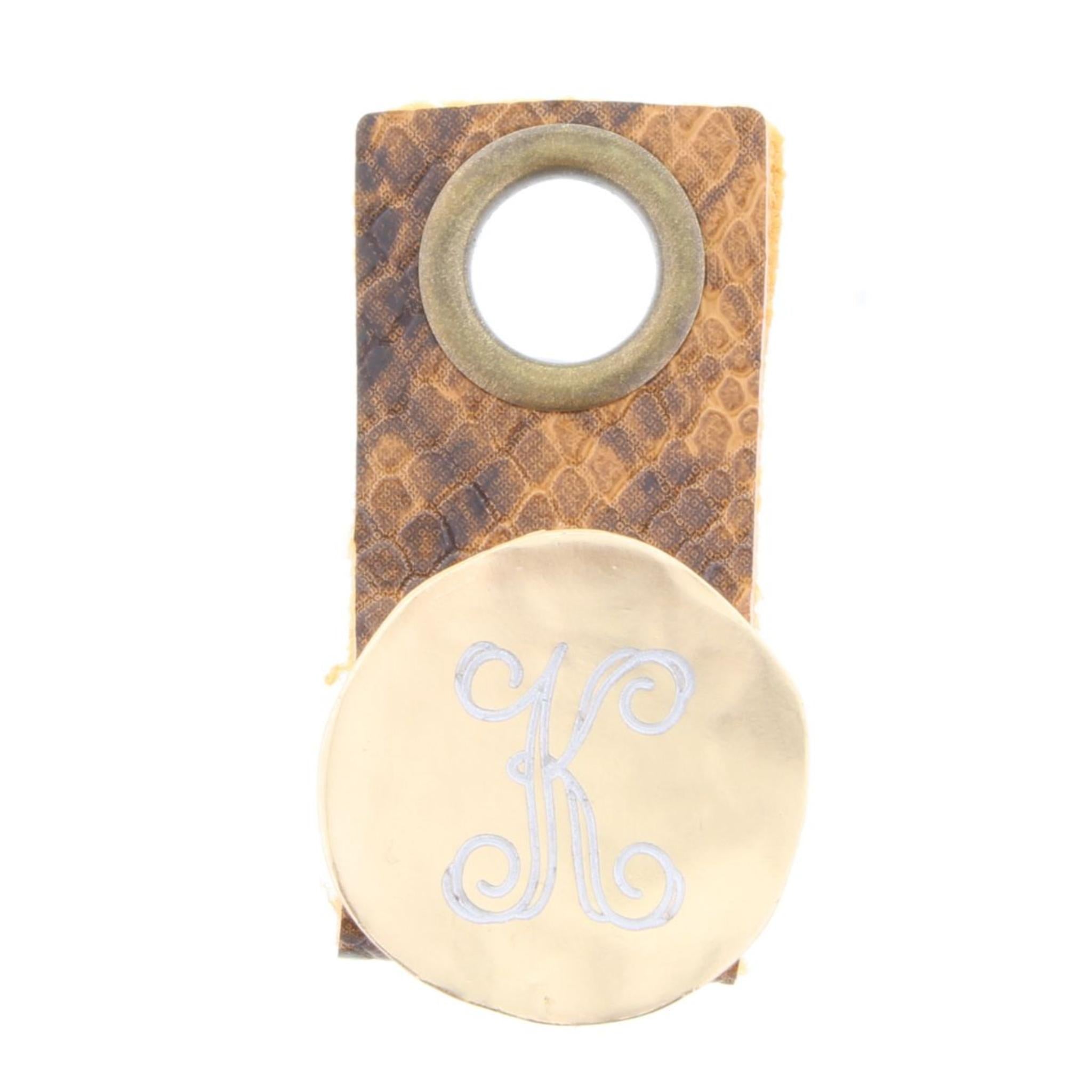 "K" Engraved Initial Gold Disk Adjustable Ring