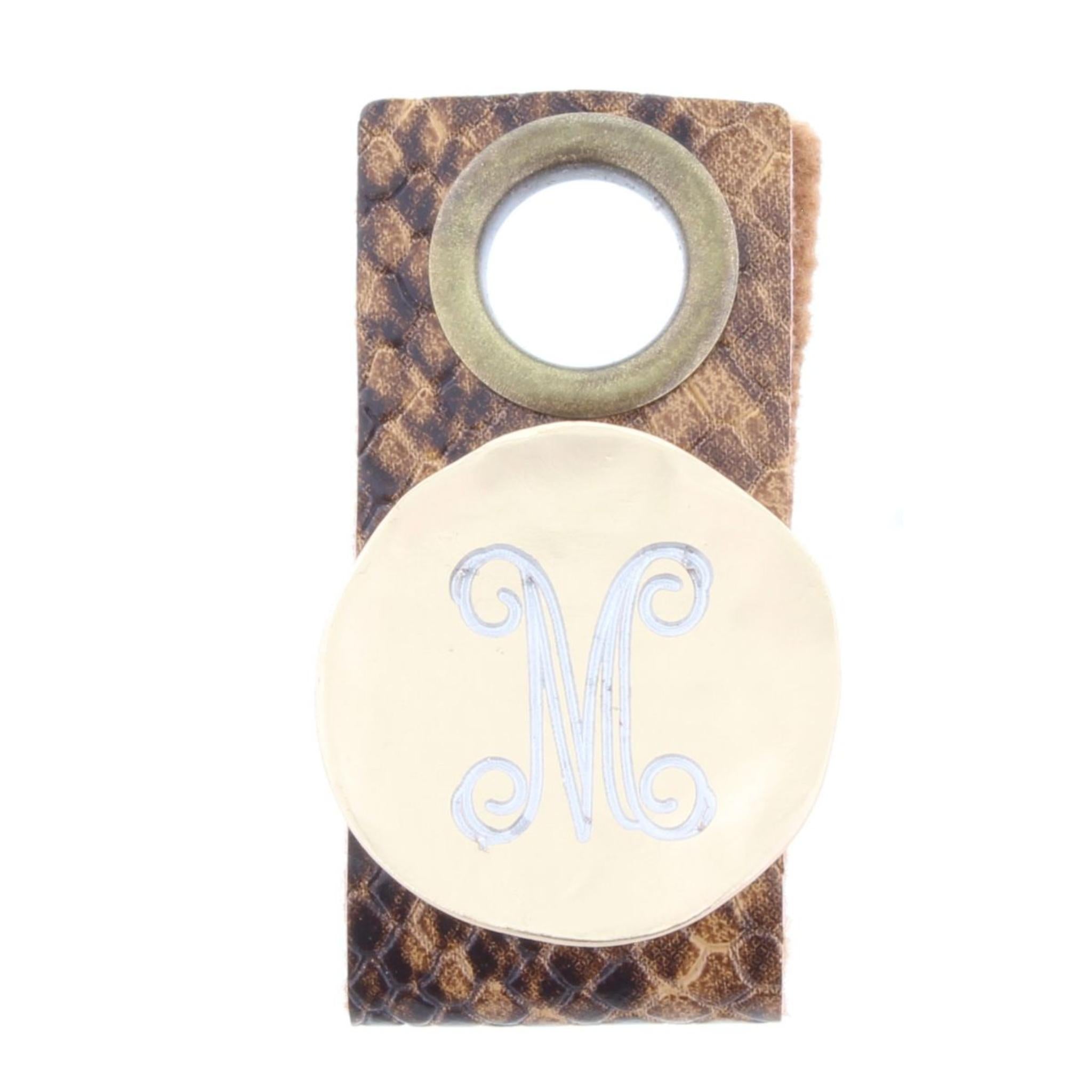 "M" Engraved Initial Gold Disk Adjustable Ring