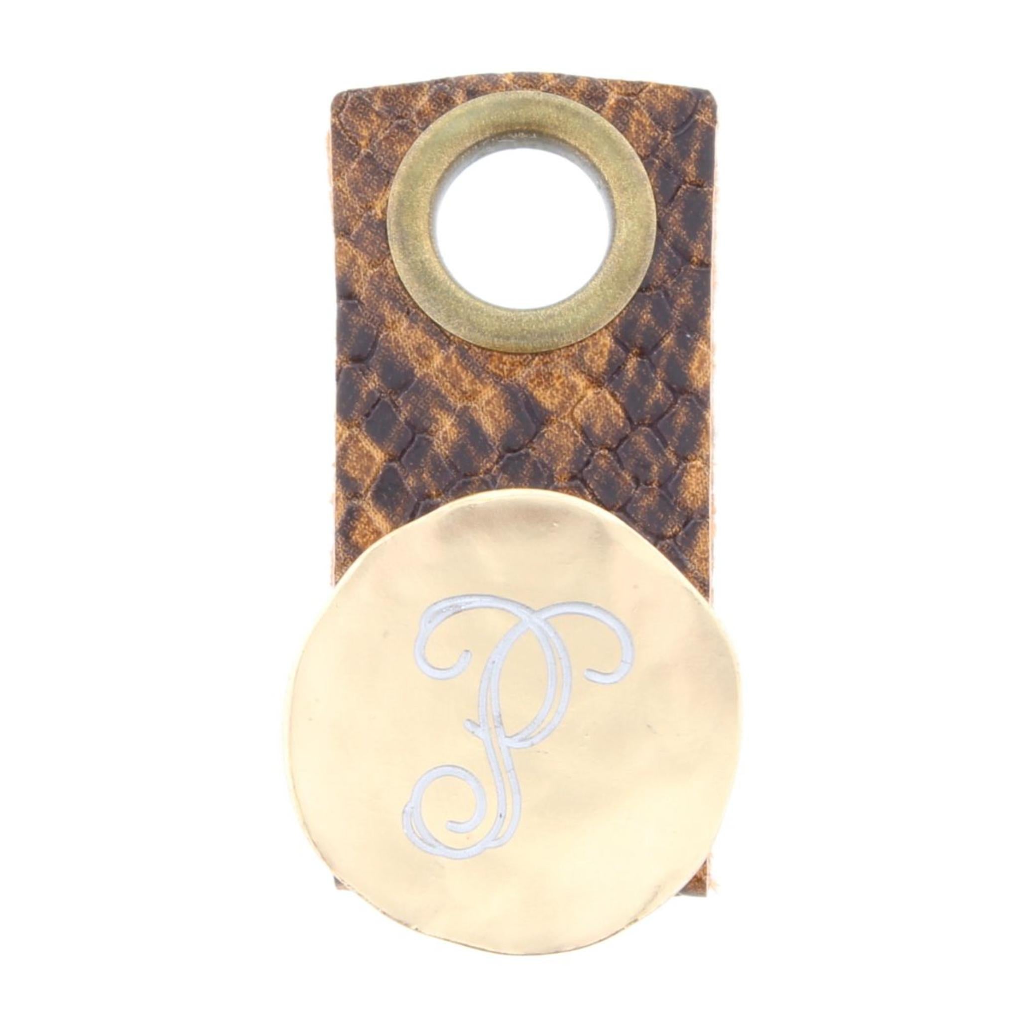 "P" Engraved Initial Gold Disk Adjustable Ring