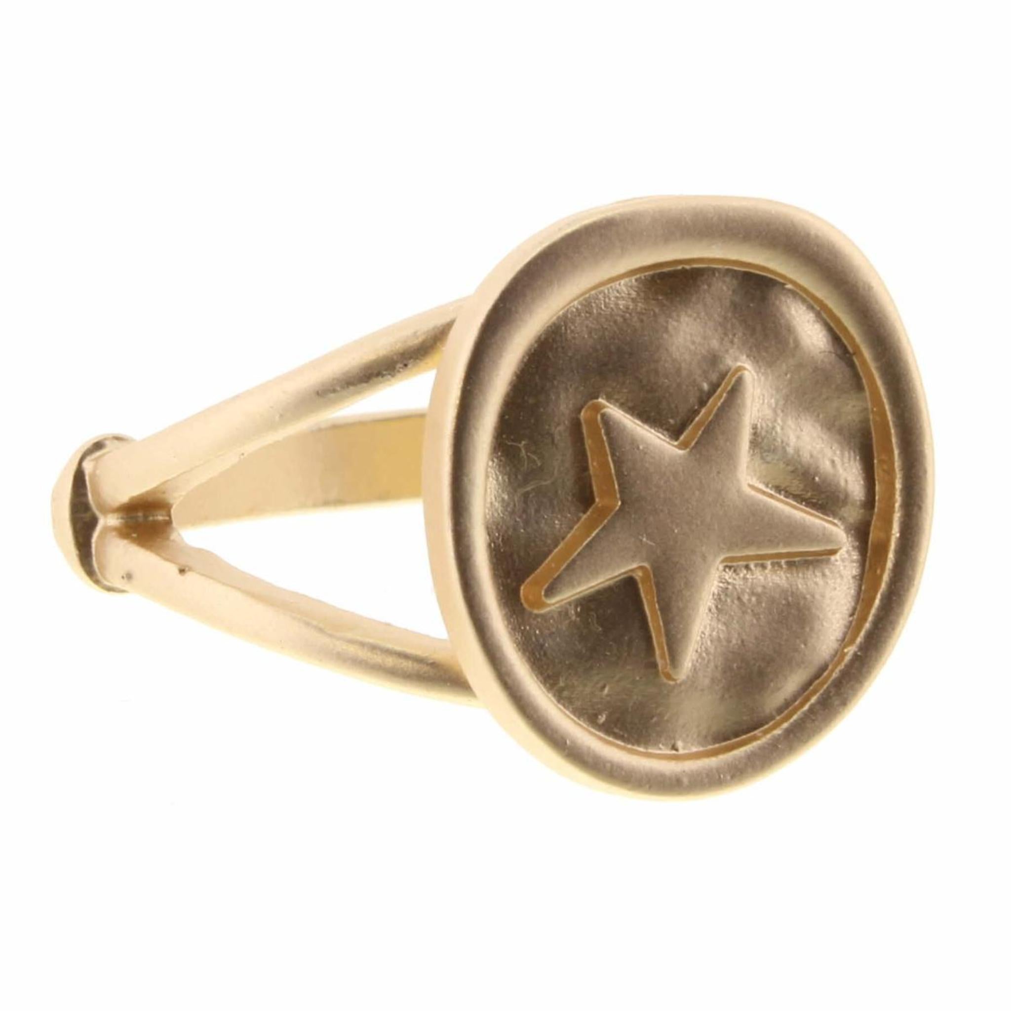 Gold Star Wavy Oval Ring