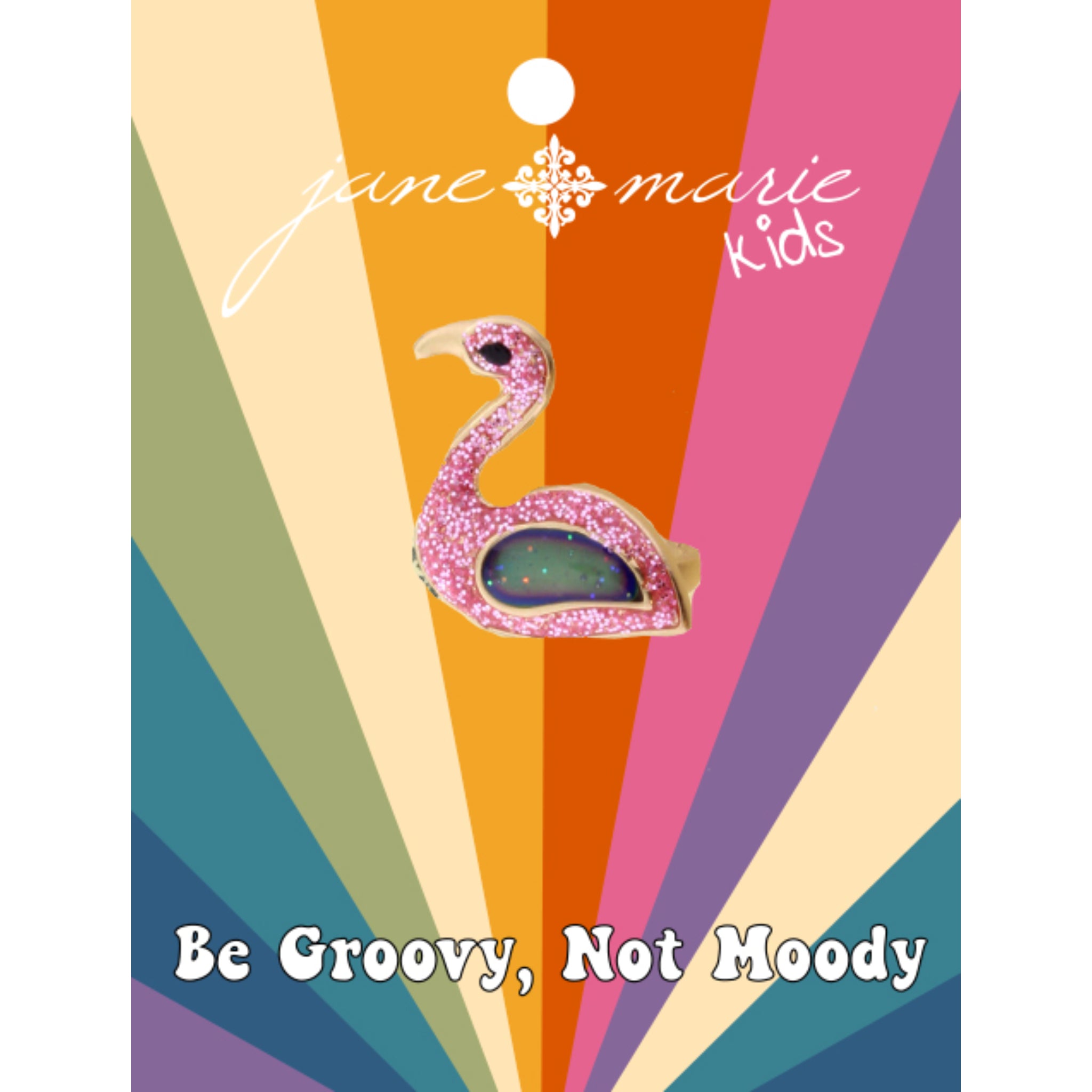 Kids Pink Glitter Flamingo With Mood Changing Wing Kids Ring