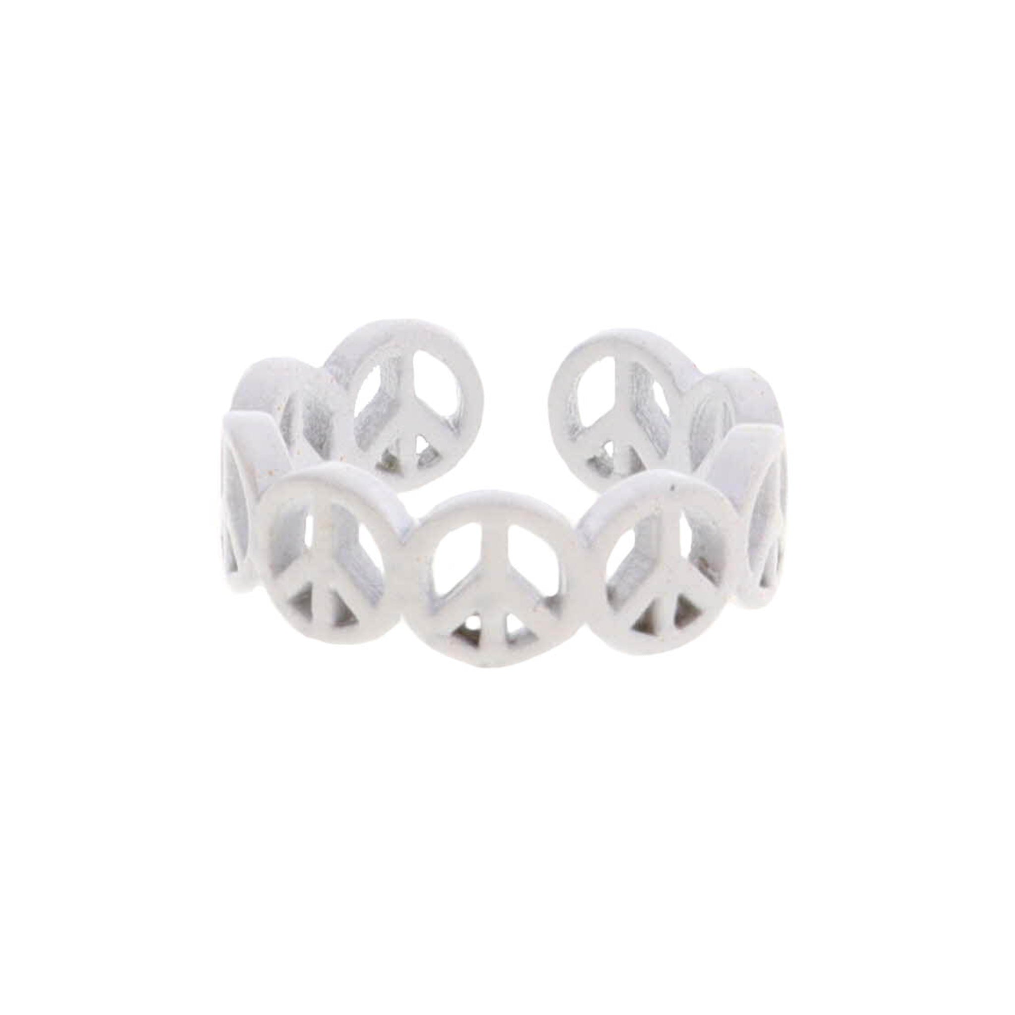 Kids White Metal Peace Signs Ring