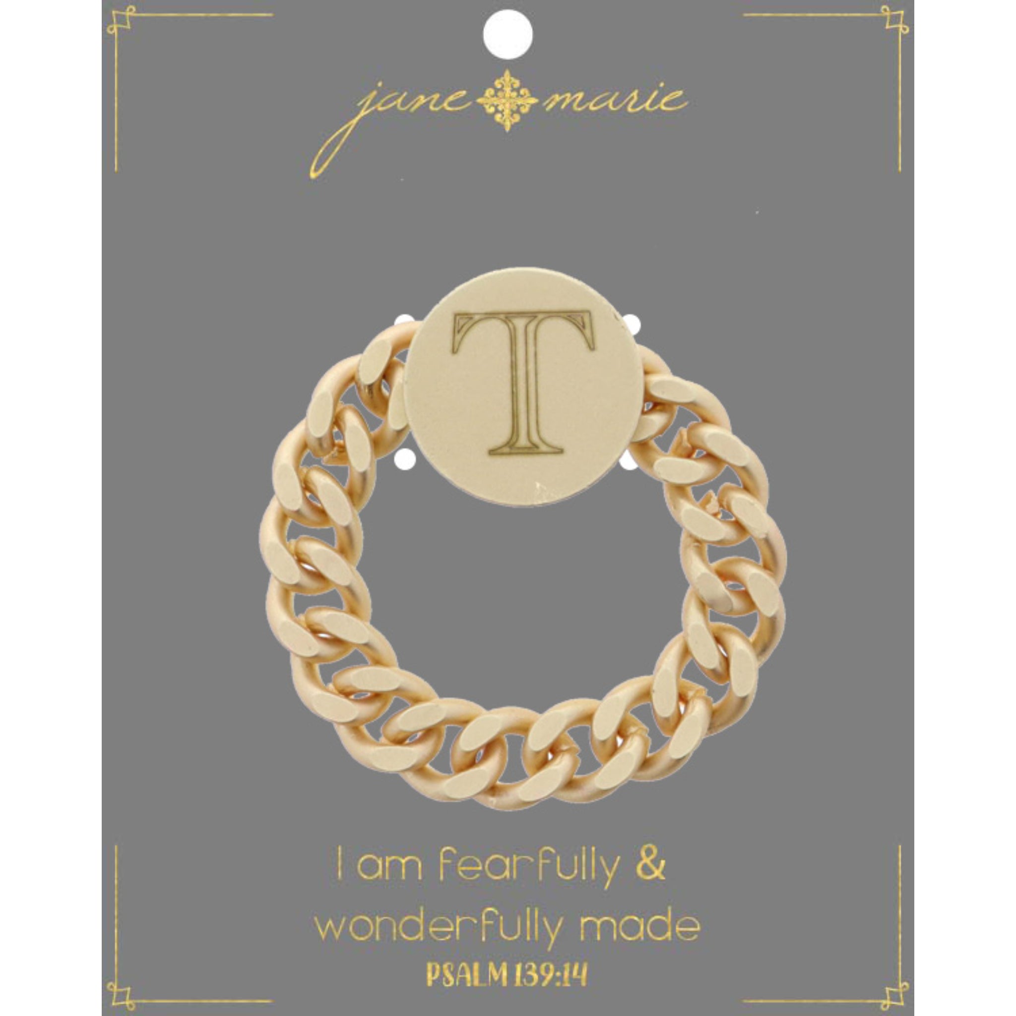 Engraved Initial "T" Ring