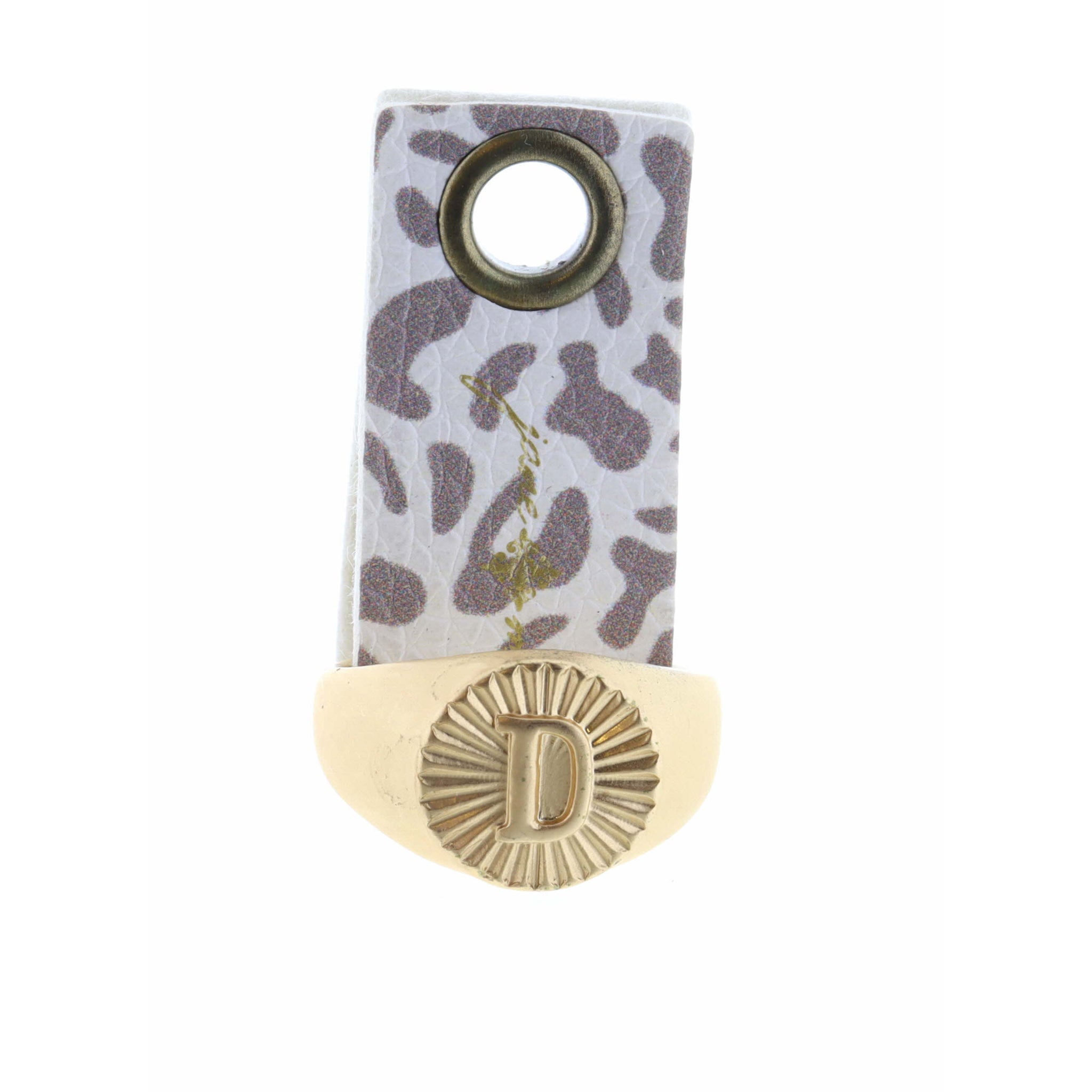 Gold Textured Circle Signet with Initial "D" Ring