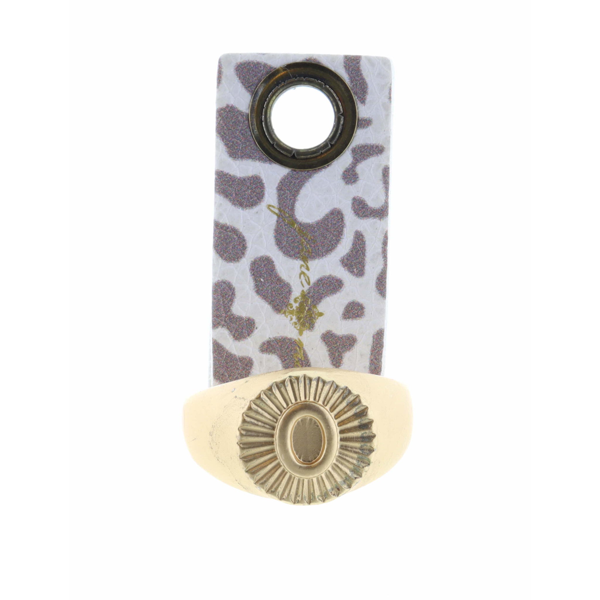 Gold Textured Circle Signet with Initial "O" Ring