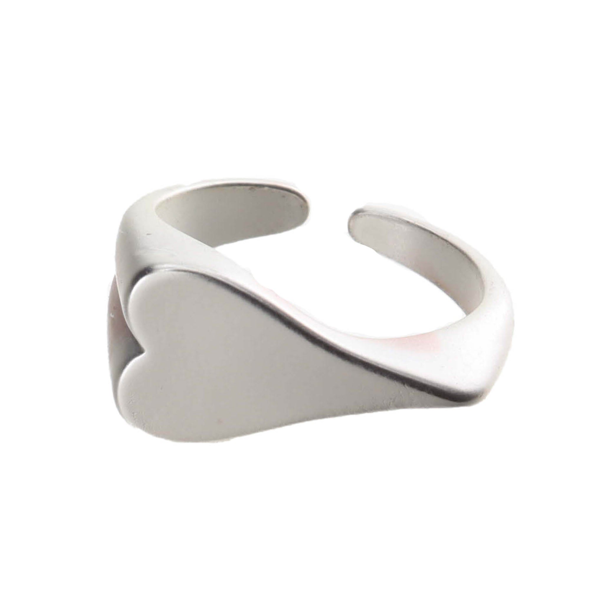 Silver Sideways Heart Signet Ring