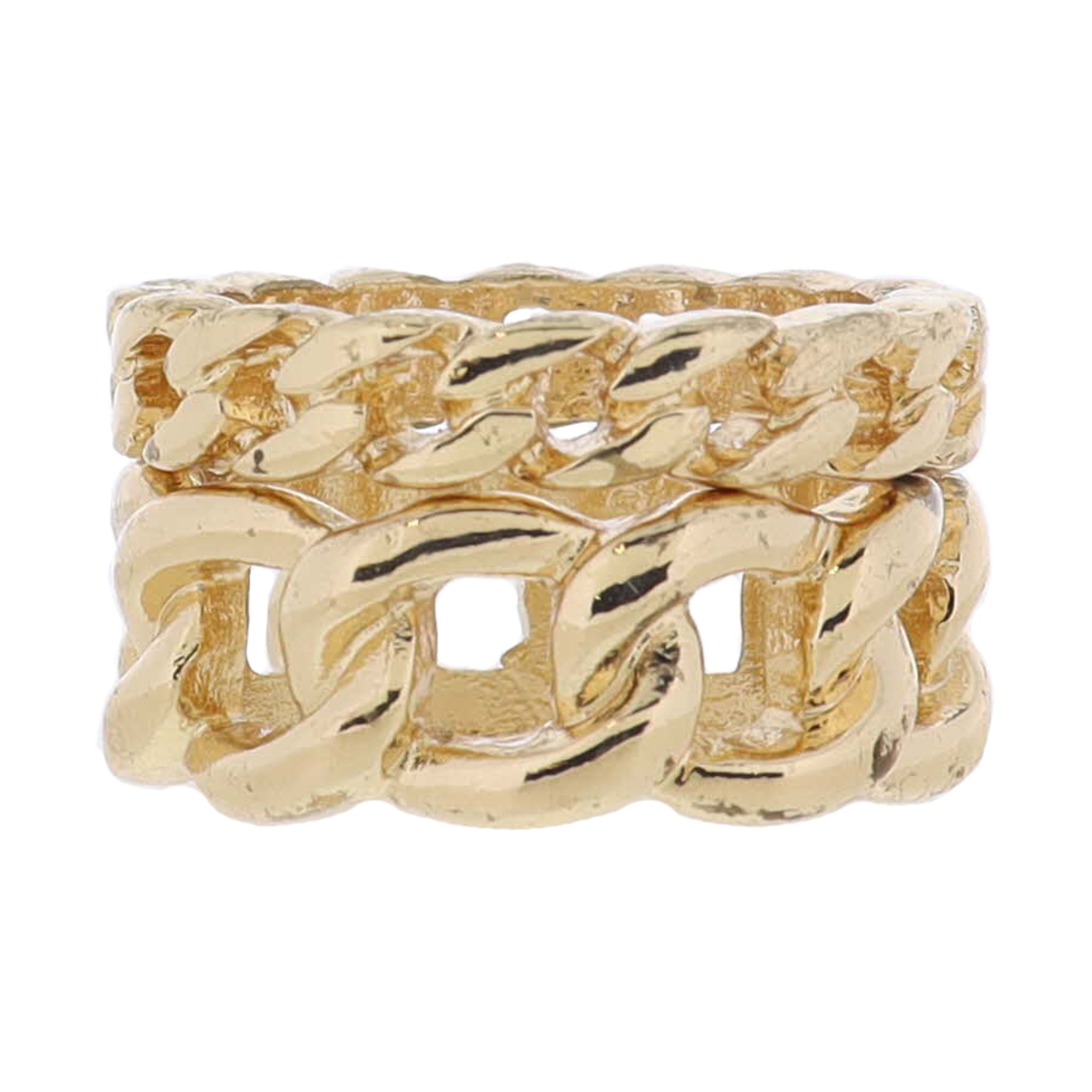 Set of 2, Smaller Gold Chain Band, Larger Gold Chain Band Ring
