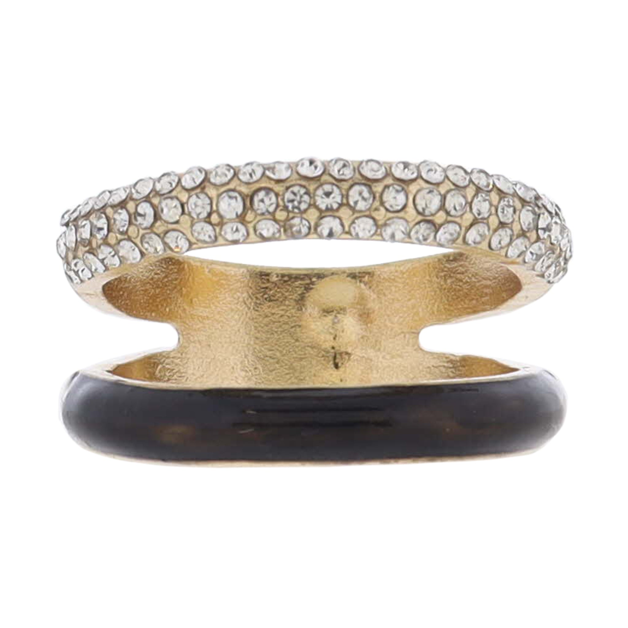Faux Stack Ring with Black Enamel Band and Pave Crystal Band Ring