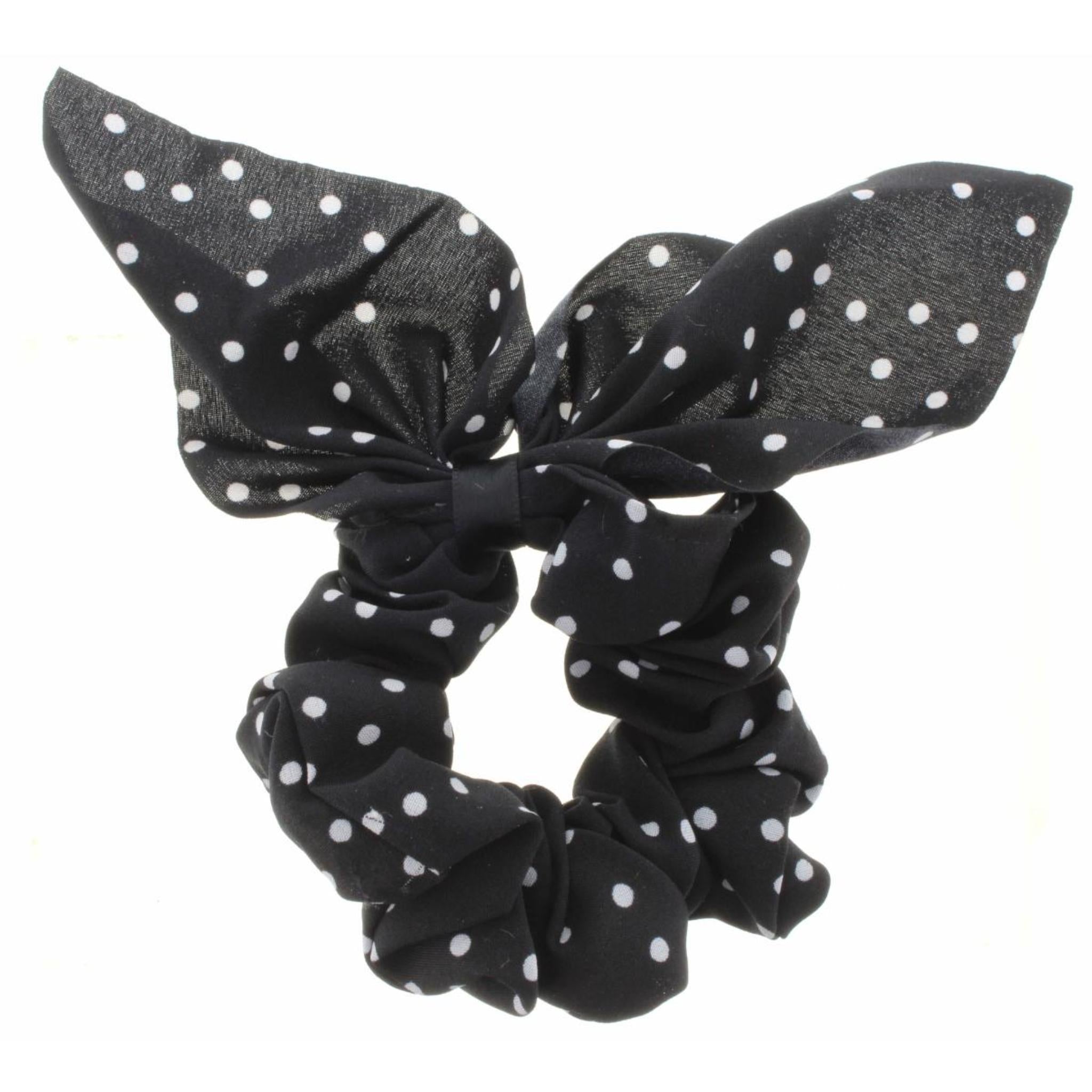 Black with White Dots with Ties Scrunchie