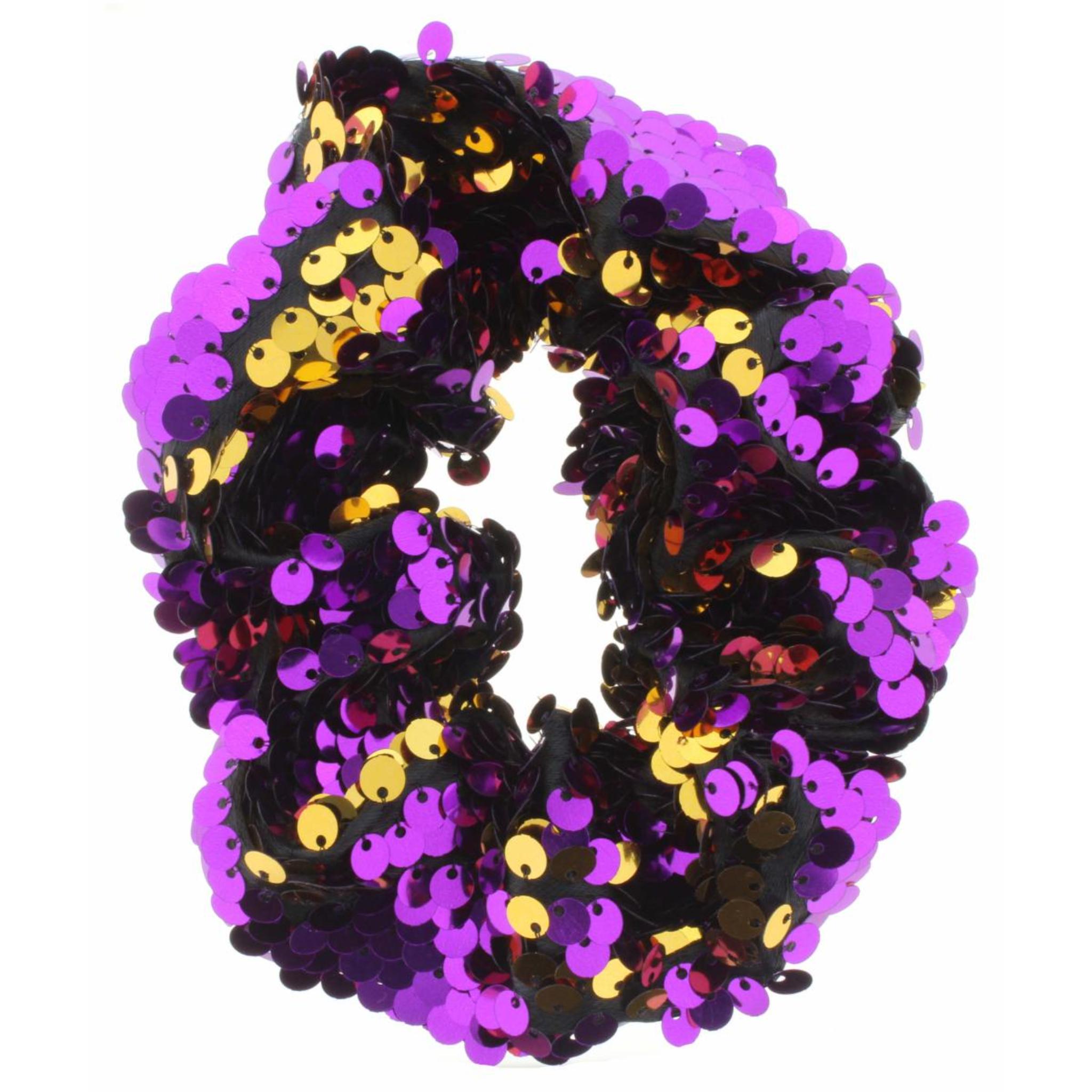 Kids Purple & Gold Sequin Scrunchie