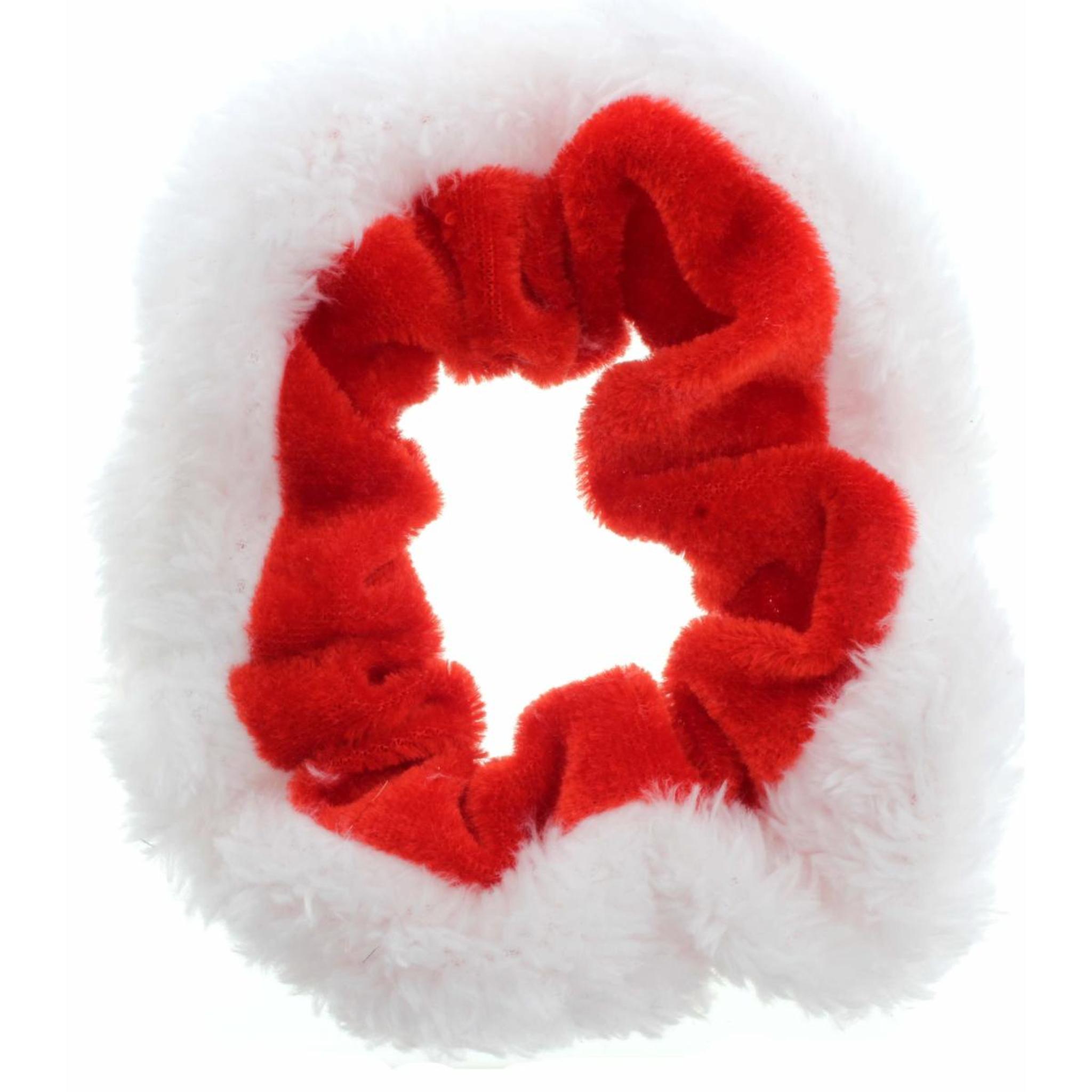 Kids Red Velvet with White Fur Scrunchie