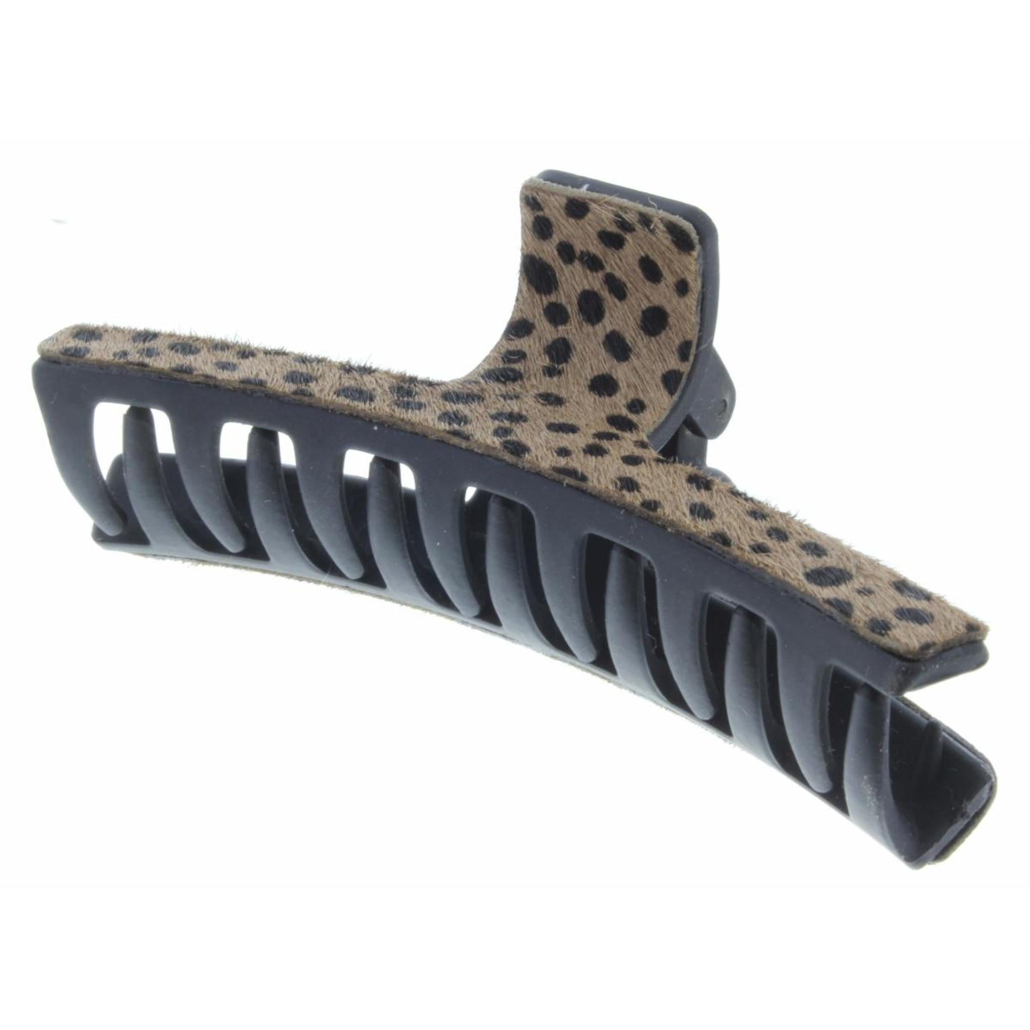 Rectangle with Tan and Black Abstract Leopard Hair Clip