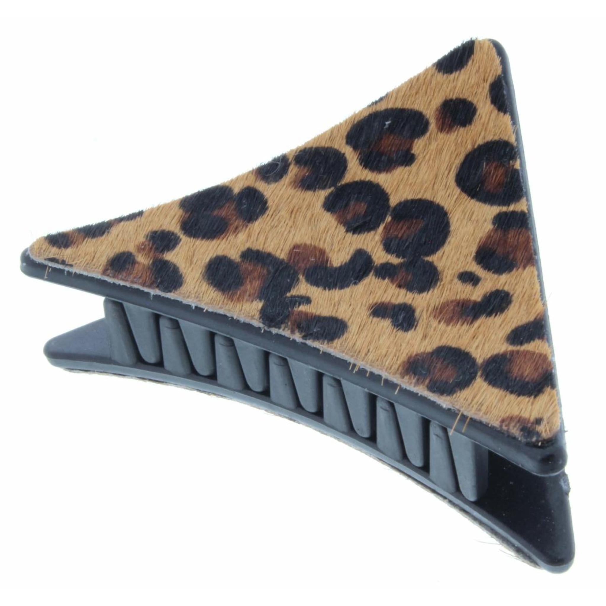 Triangle with Brown Leopard Print Hair Clip