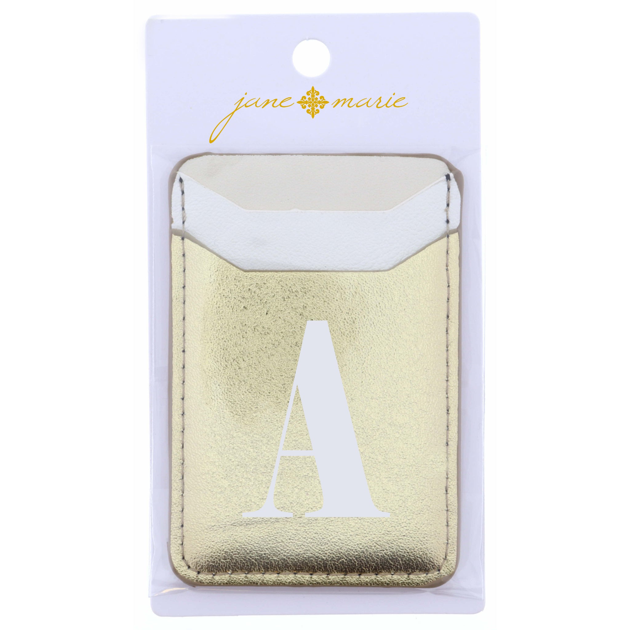 Cream, White, and Gold with Initial A Phone Wallet