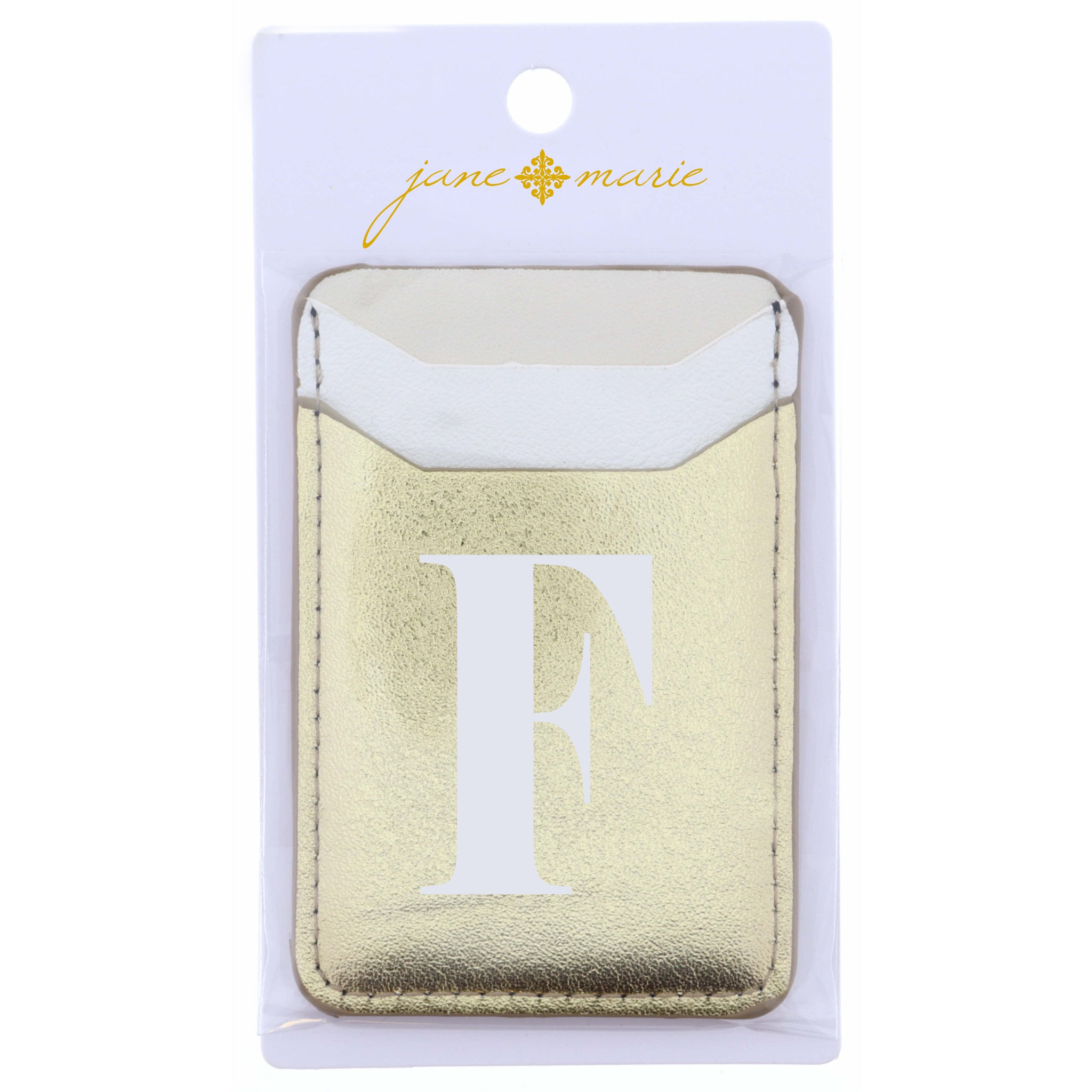 Cream, White, and Gold with Initial F Phone Wallet