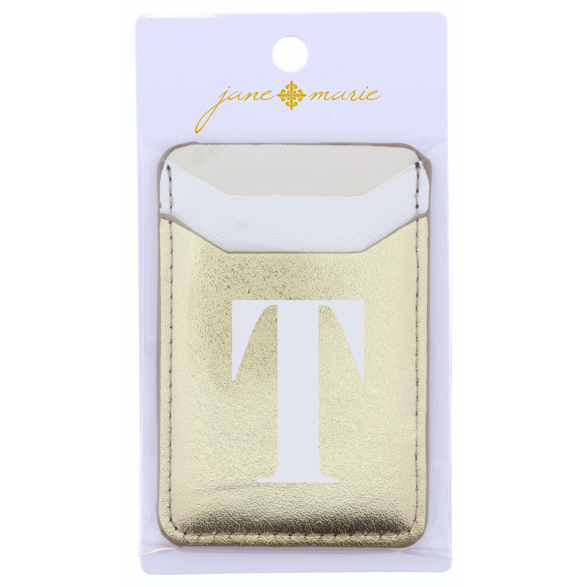 Cream, White, and Gold with Initial T Phone Wallet